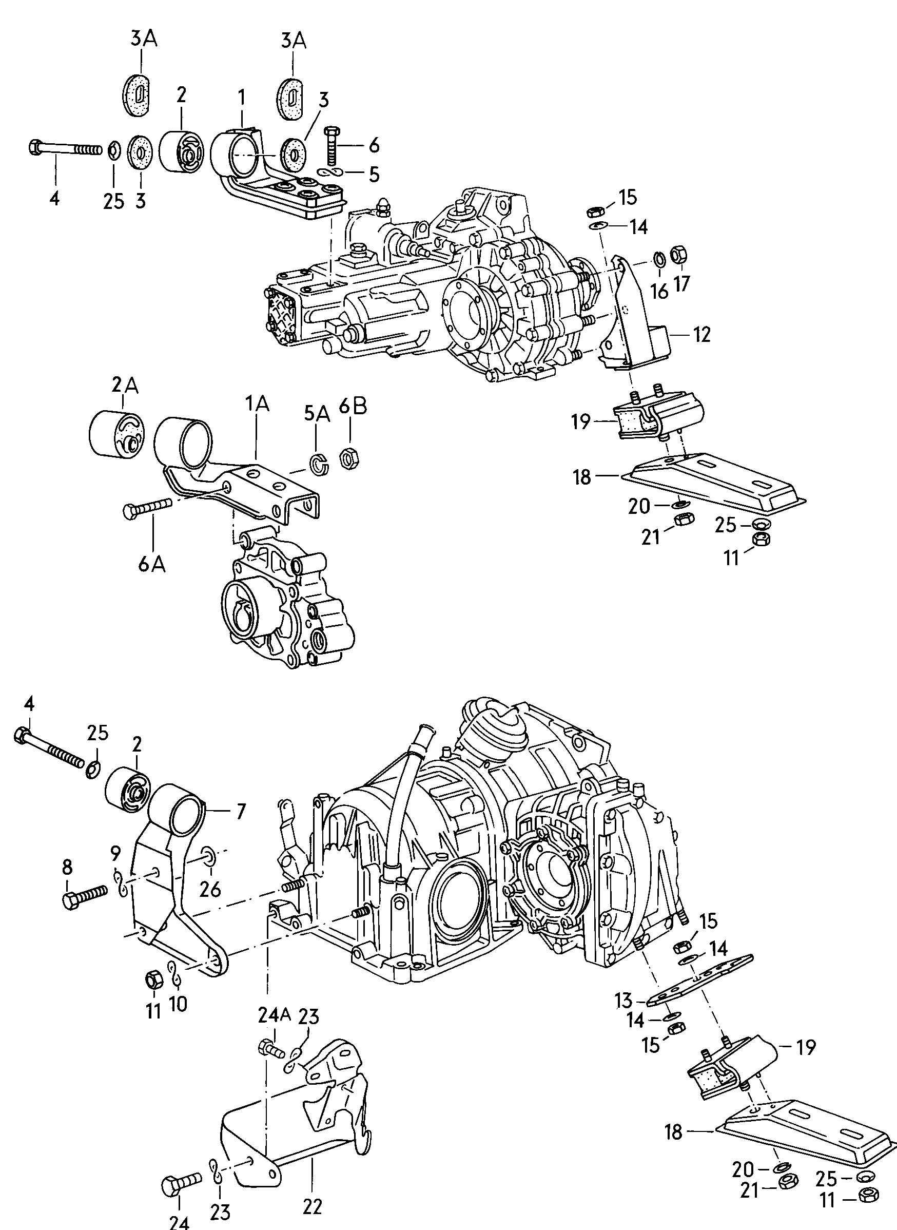 Volkswagen Golf (1979 - 1980) - Transmission securing parts