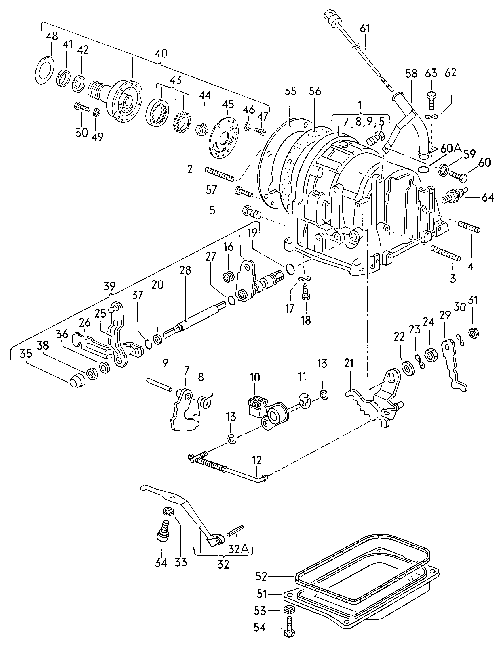 Volkswagen Golf (1981) - Gear housing. Planetary gears w. regulator and turbine shaft