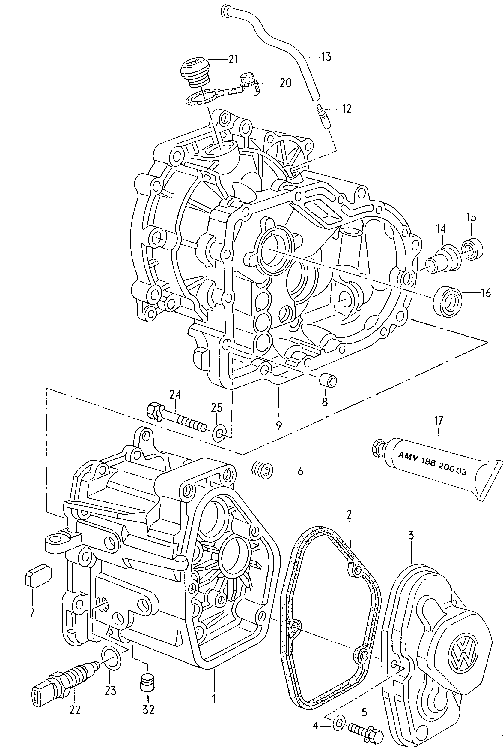 Volkswagen Golf (1996) - Mounting parts for engine and transmission. for 4-speed automatic gearbox
