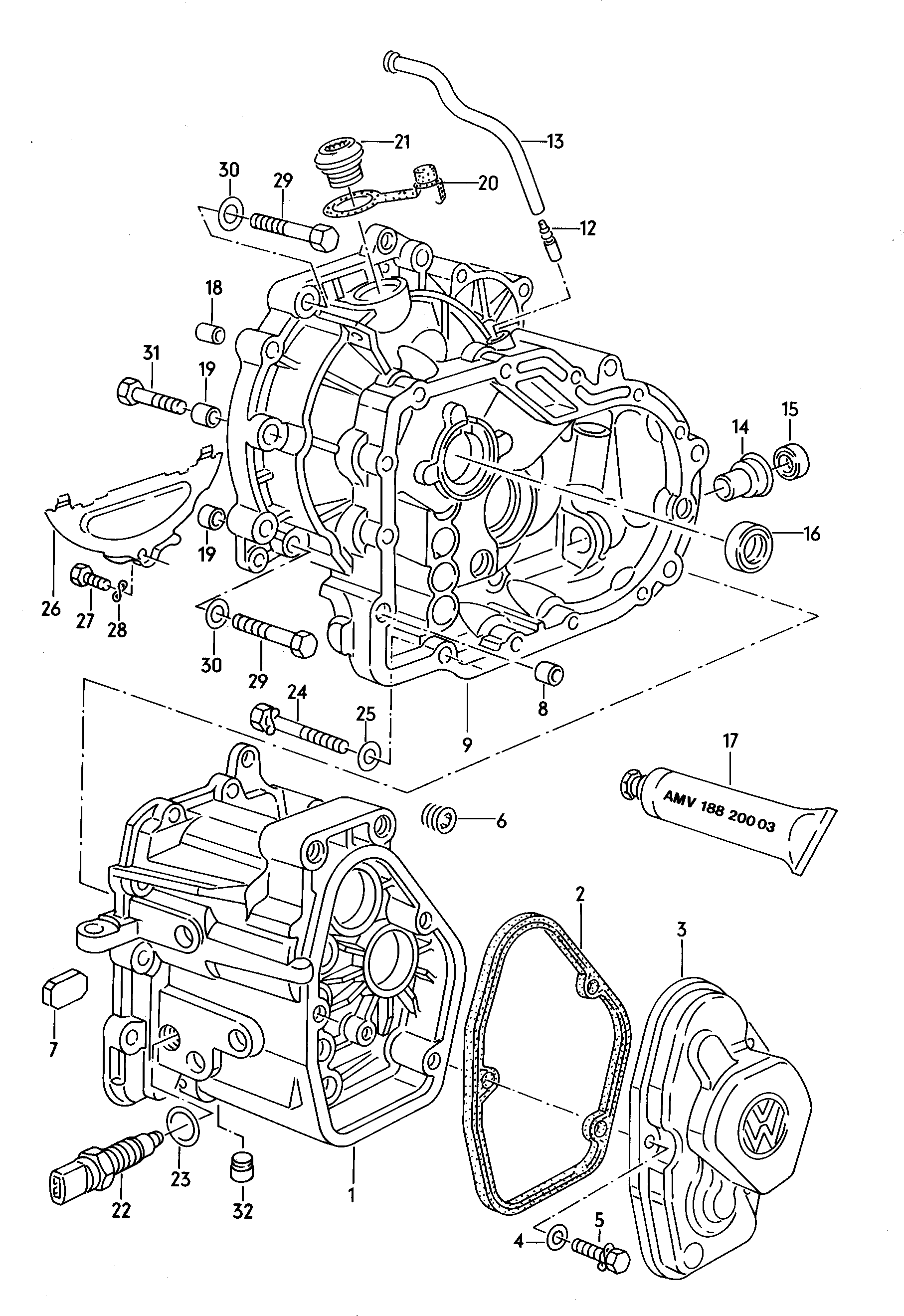 Gear housing. for 4-speed manual gearbox