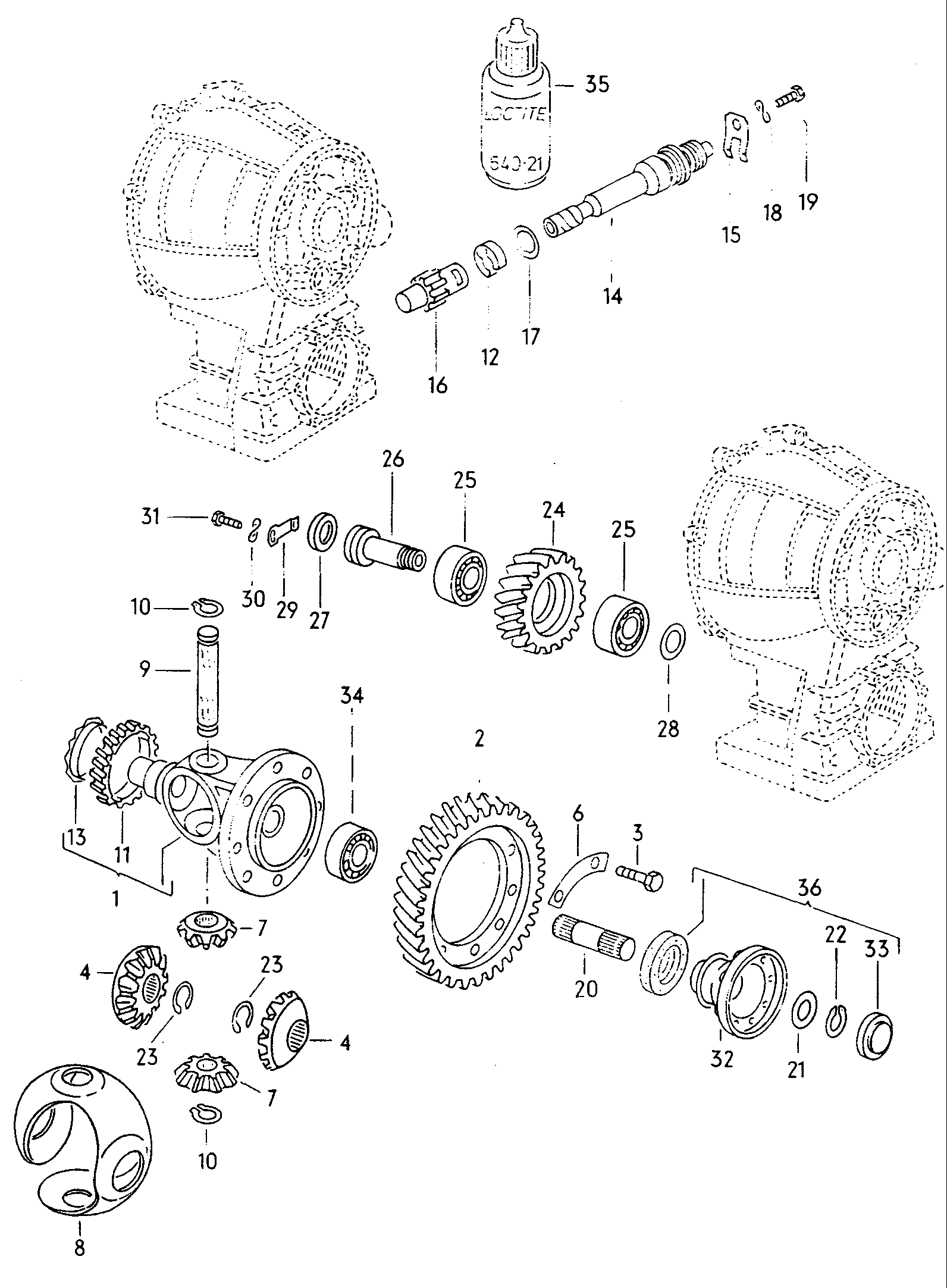 Volkswagen Golf (1981) - For manual gearbox. Differential