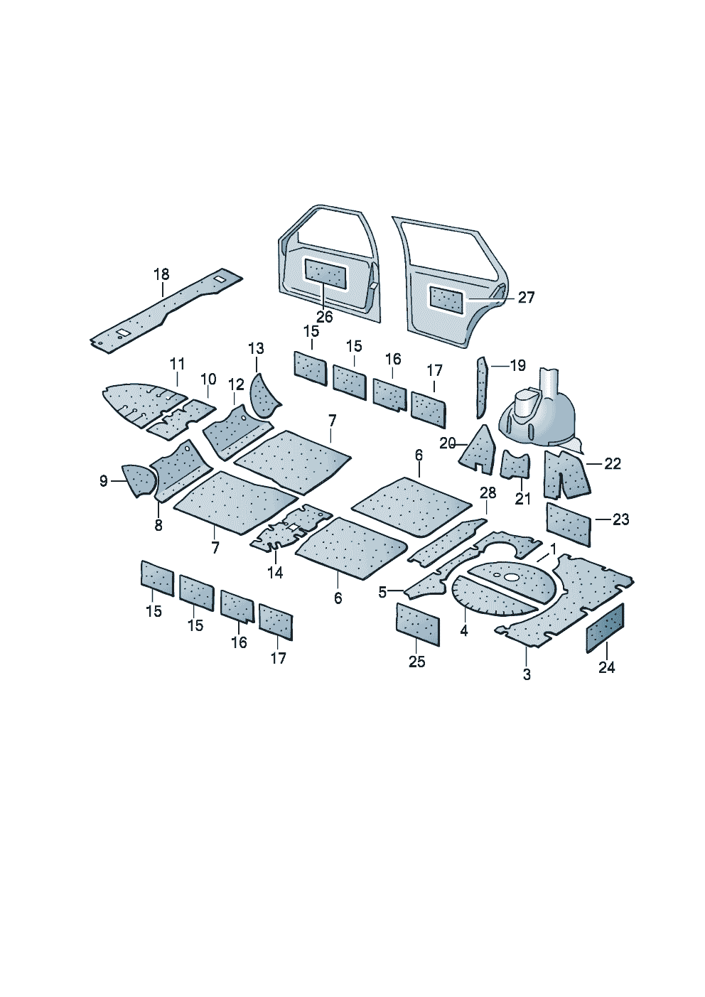 Volkswagen Golf (1997 - 1998) - Floor covering