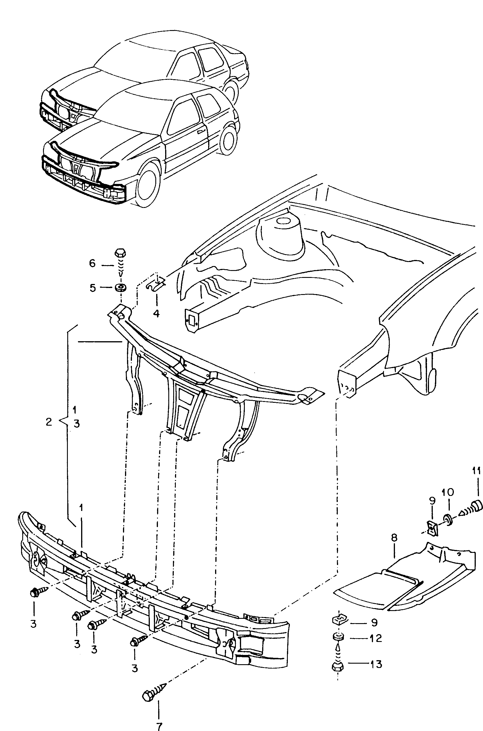 Volkswagen Golf (1993 - 1996) - Bodywork front part