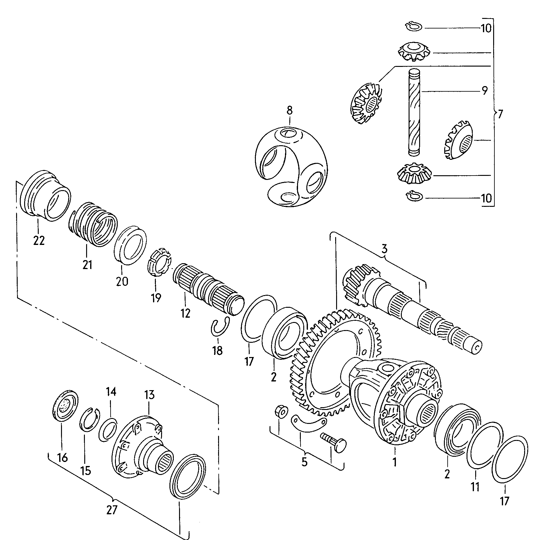 Pinion gear set. for 5 speed manual transmiss.. Differential