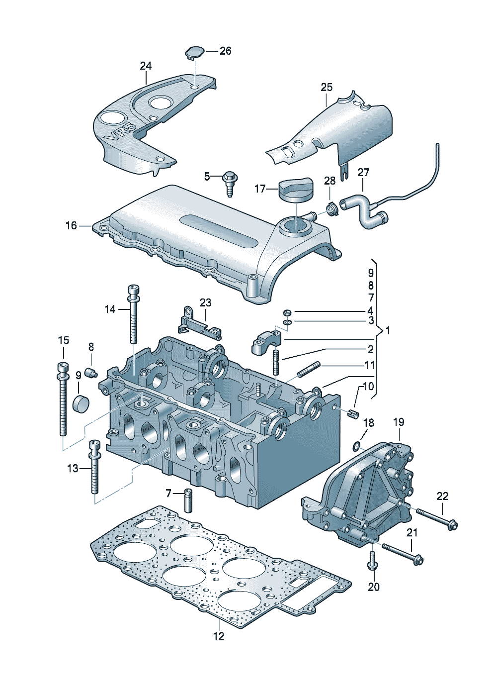 Volkswagen Golf/Golf R32 (1998 - 2001) - Cylinder block with pistons. oil sump
