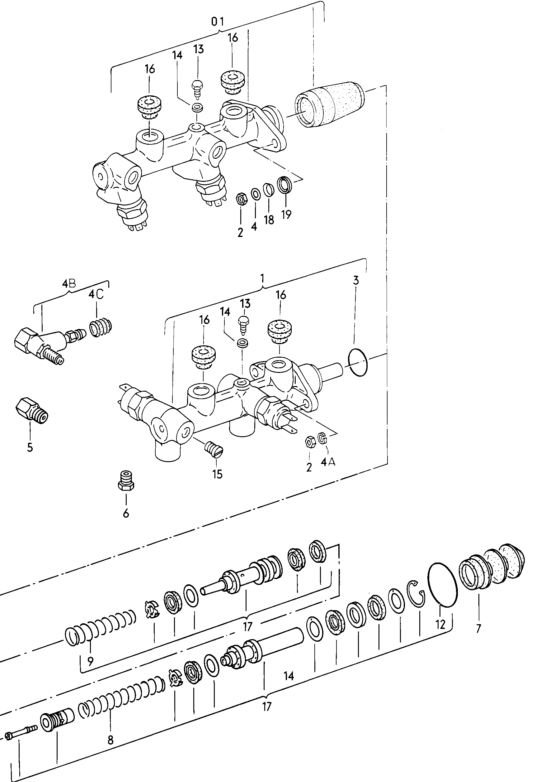 Volkswagen Golf (1979 - 1980) - Brake master cylinder