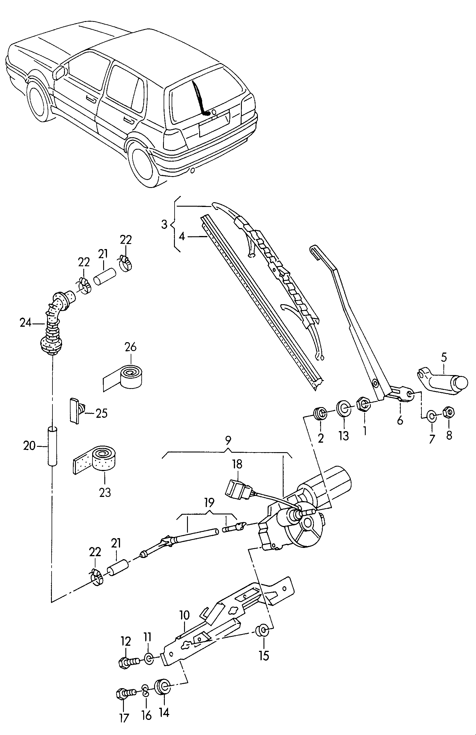 Volkswagen Golf (1997 - 1998) - Windshield wiper