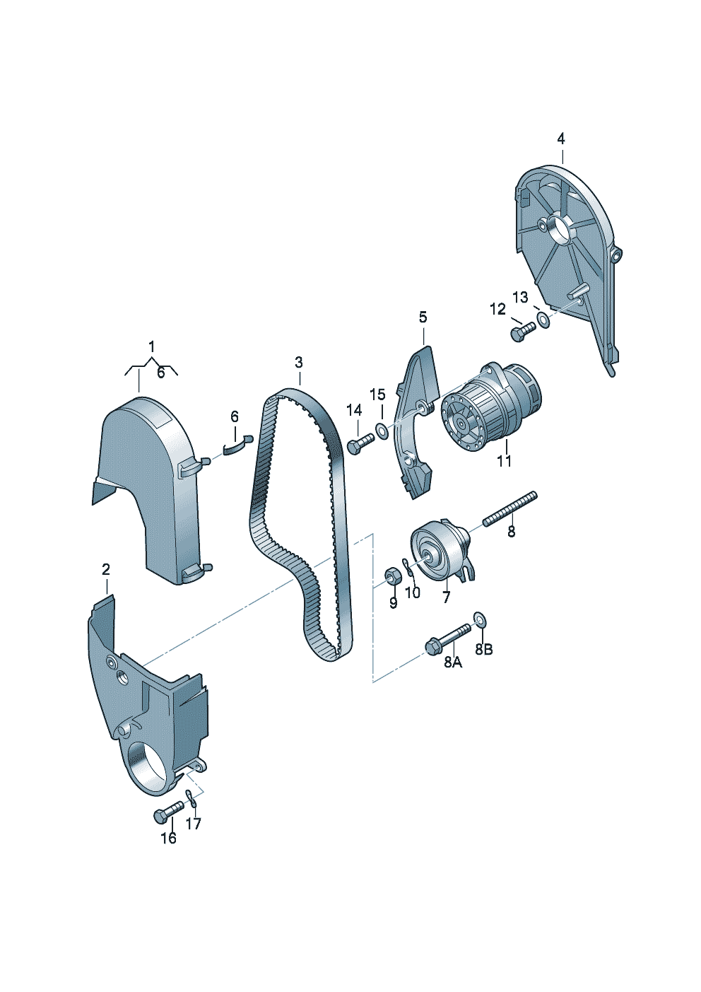 Volkswagen Golf (1997 - 1998) - Repair kit for toothed belt with tensioning roller
