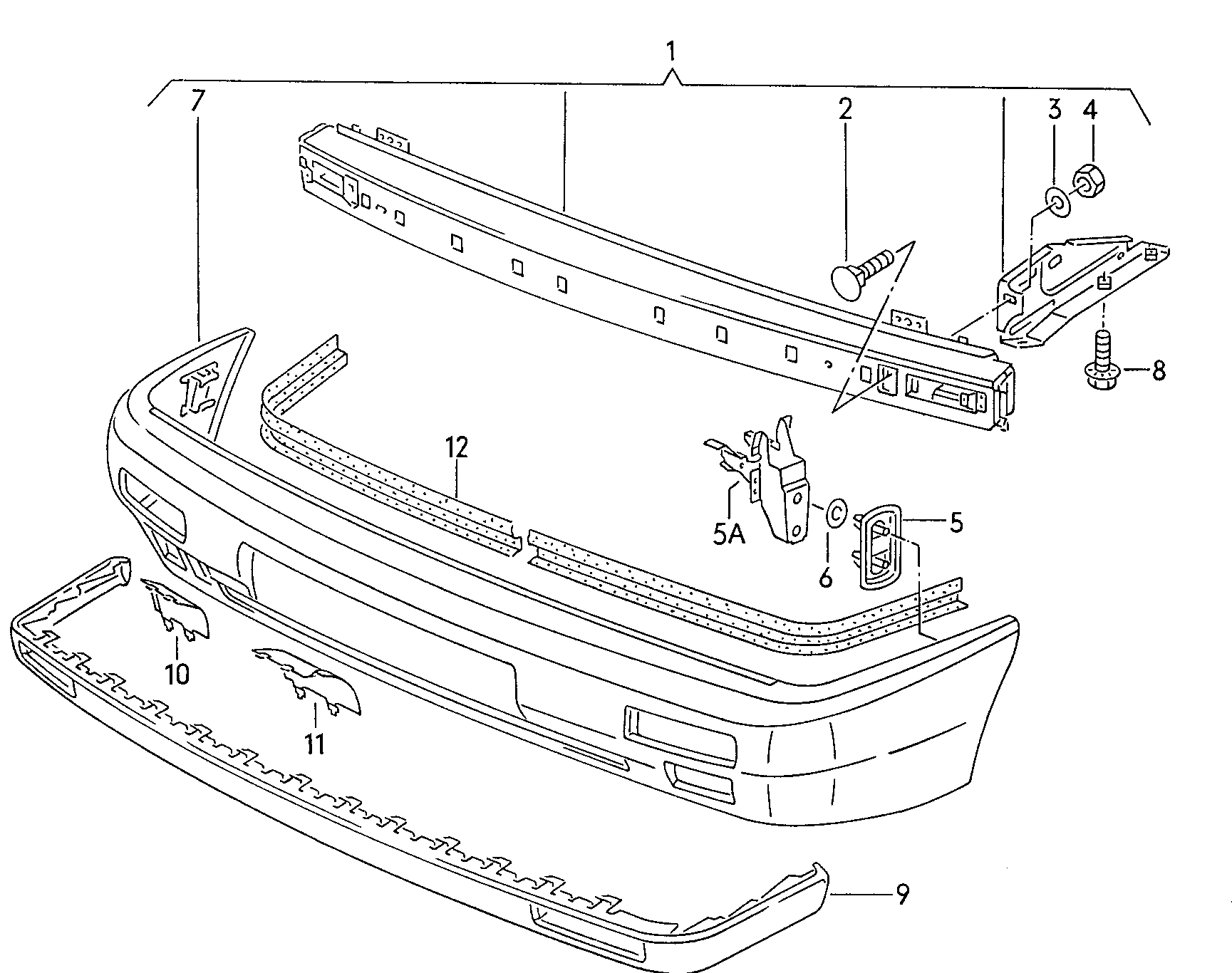 Volkswagen Golf/Var.-syn./Rall./Coun. (1986 - 1991) - Bumper