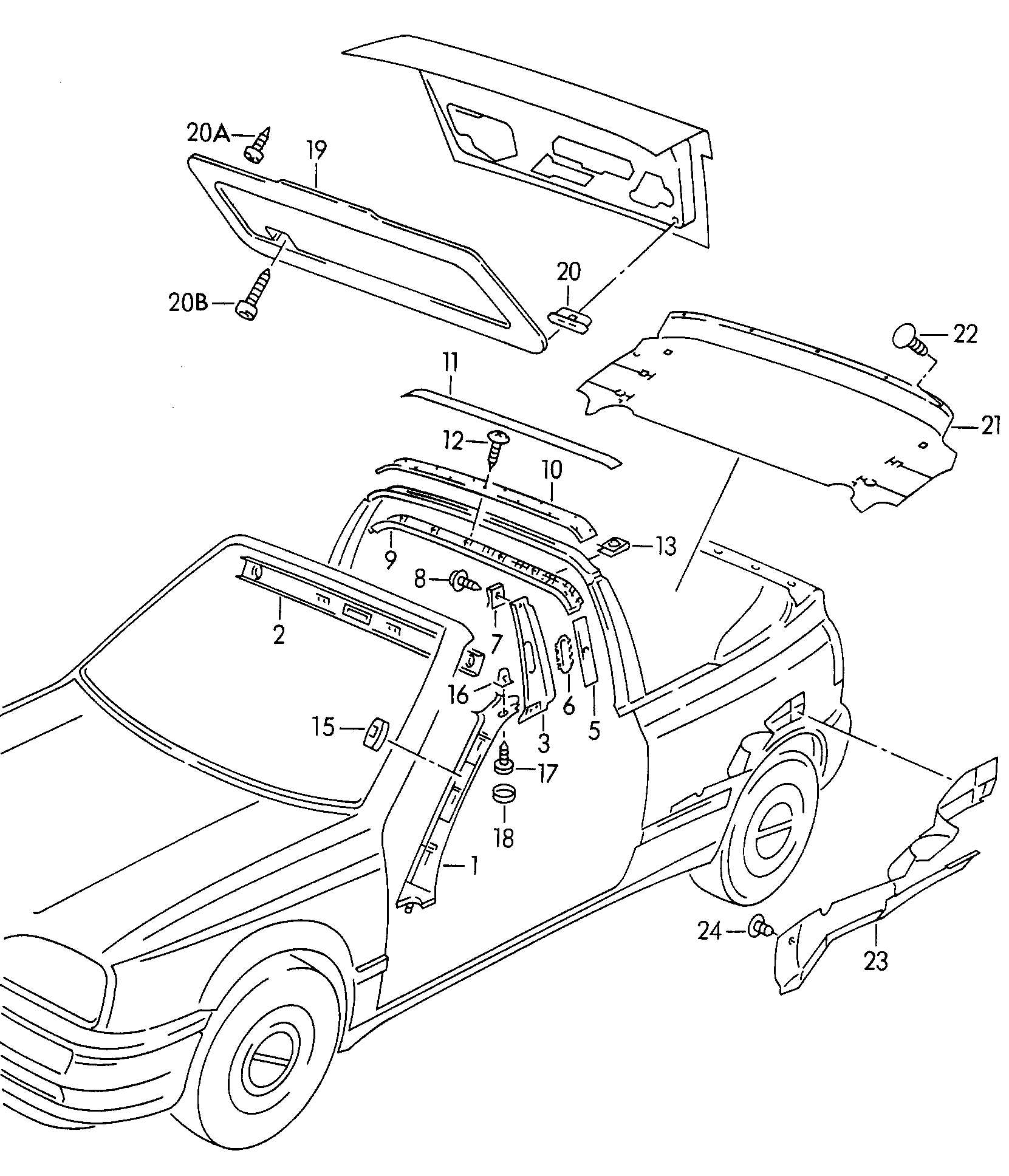 Volkswagen Golf Cabriolet (1994 - 1998) - Door trim panels