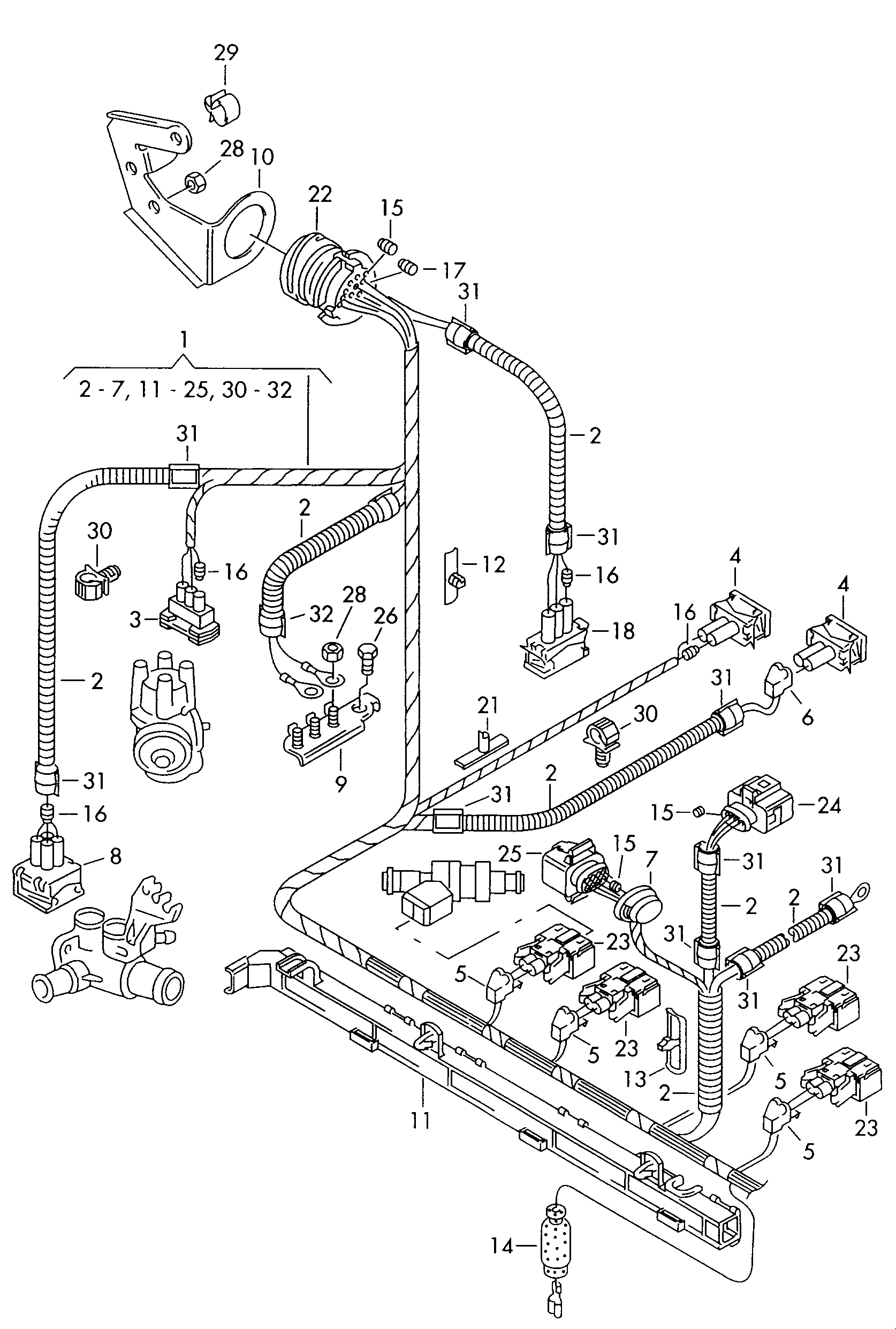 Volkswagen Golf (1997 - 1998) - Wiring set for engine