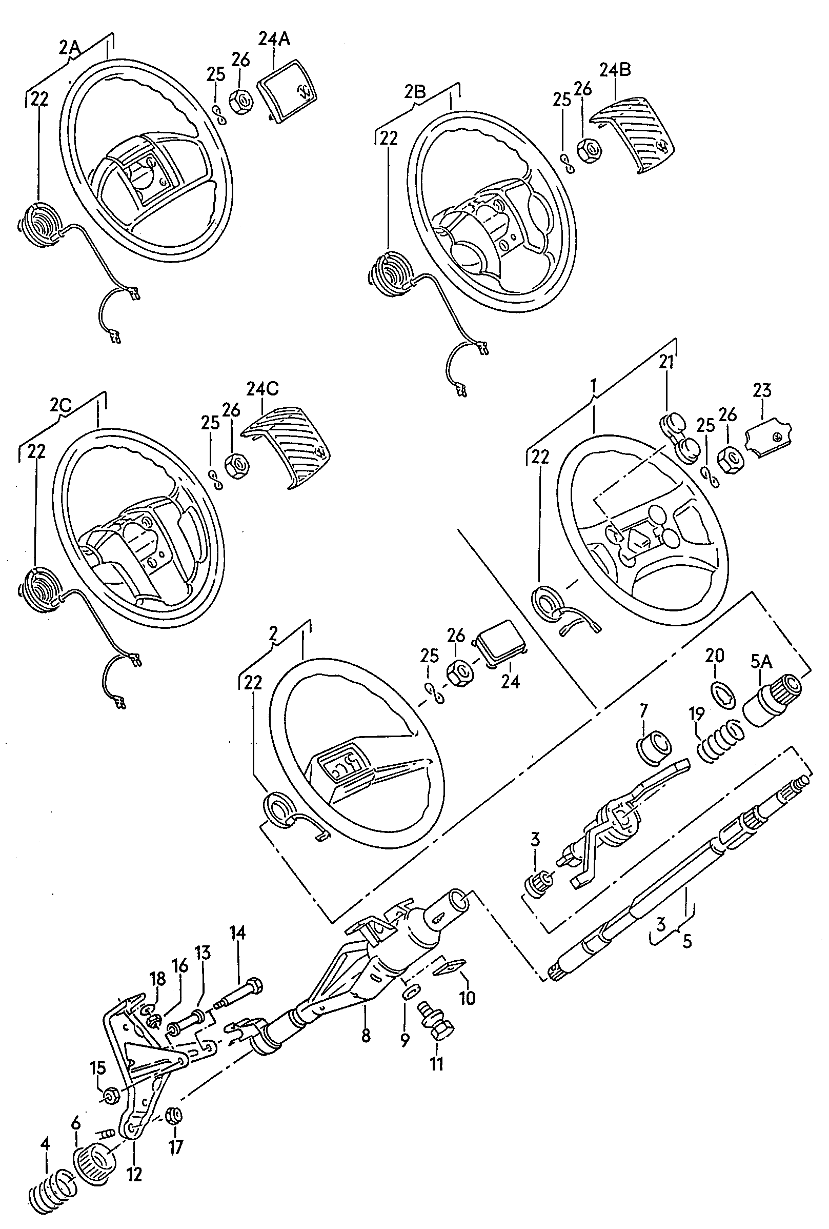 Volkswagen Golf/Var.-syn./Rall./Coun. (1986 - 1991) - Track rod. Steering gear. for models without power steering