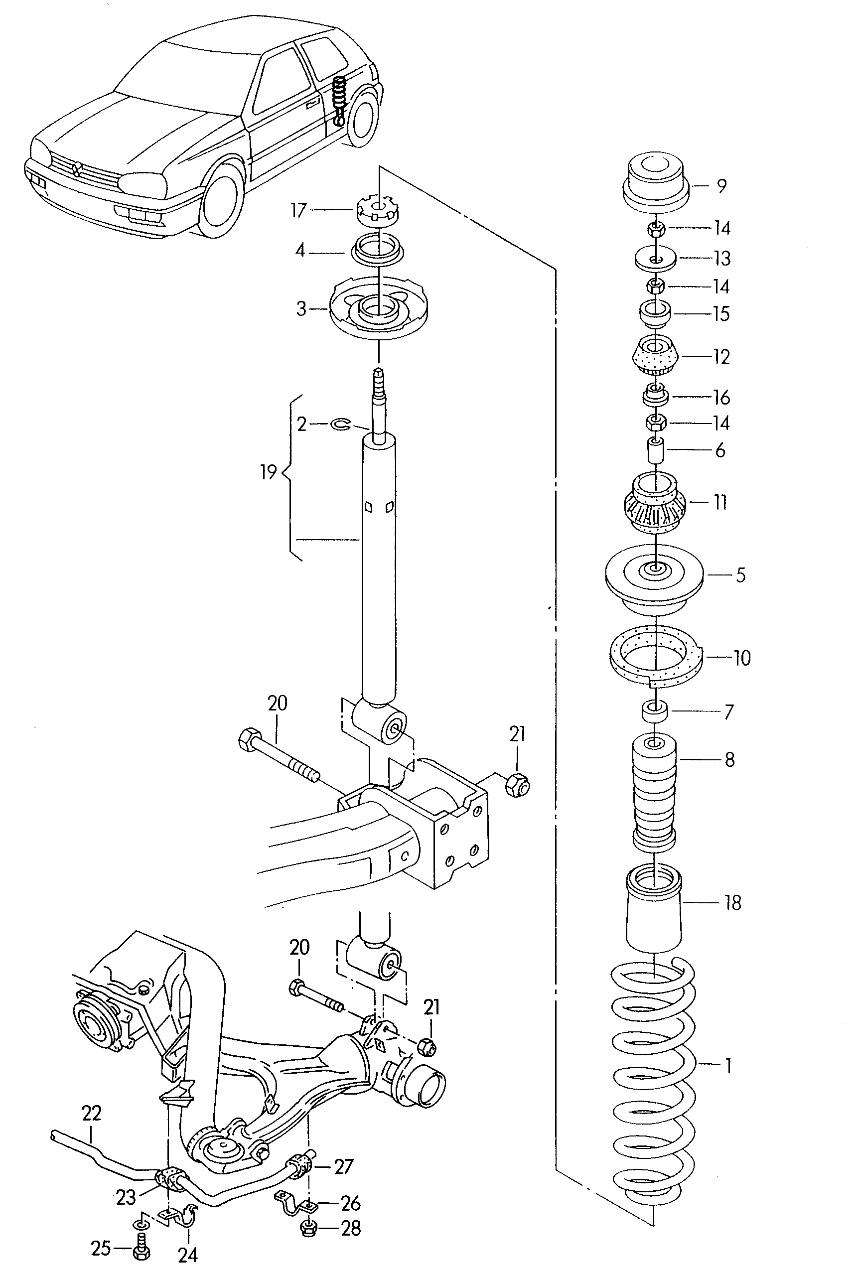 Volkswagen Golf (1997 - 1998) - Suspension