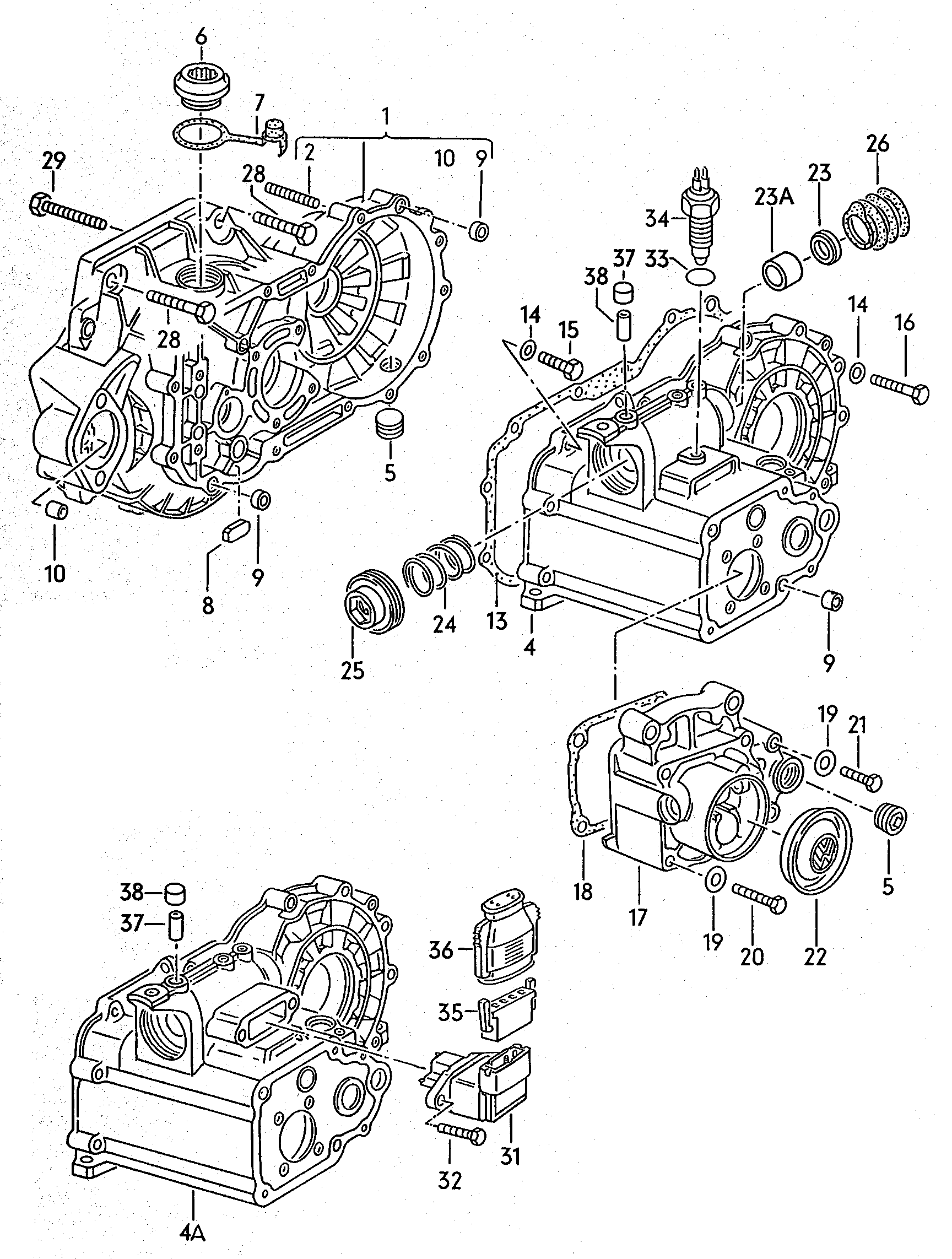 Gear housing. for 5 speed manual transmiss.