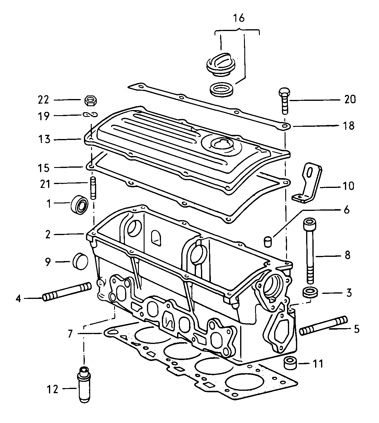 Volkswagen Golf (1982 - 1984) - Cylinder block. oil sump