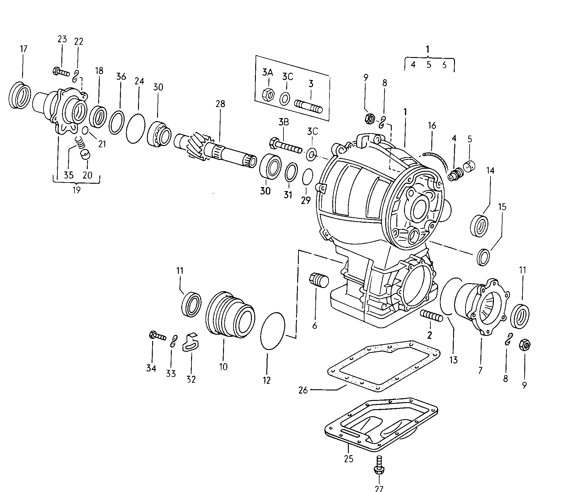 Volkswagen Golf (1979 - 1980) - For manual gearbox. Differential