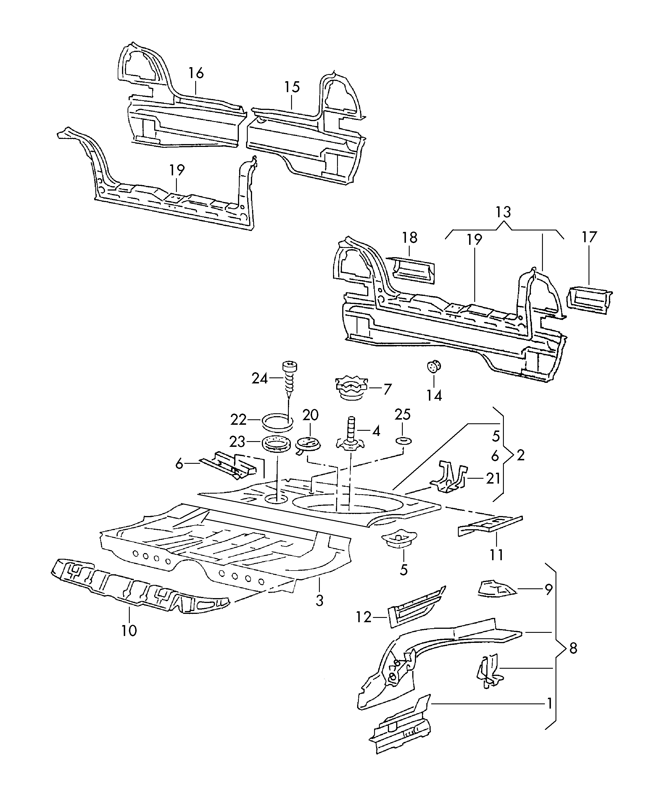 Volkswagen Golf (1997 - 1998) - Boot floor plate. Rear cross panel