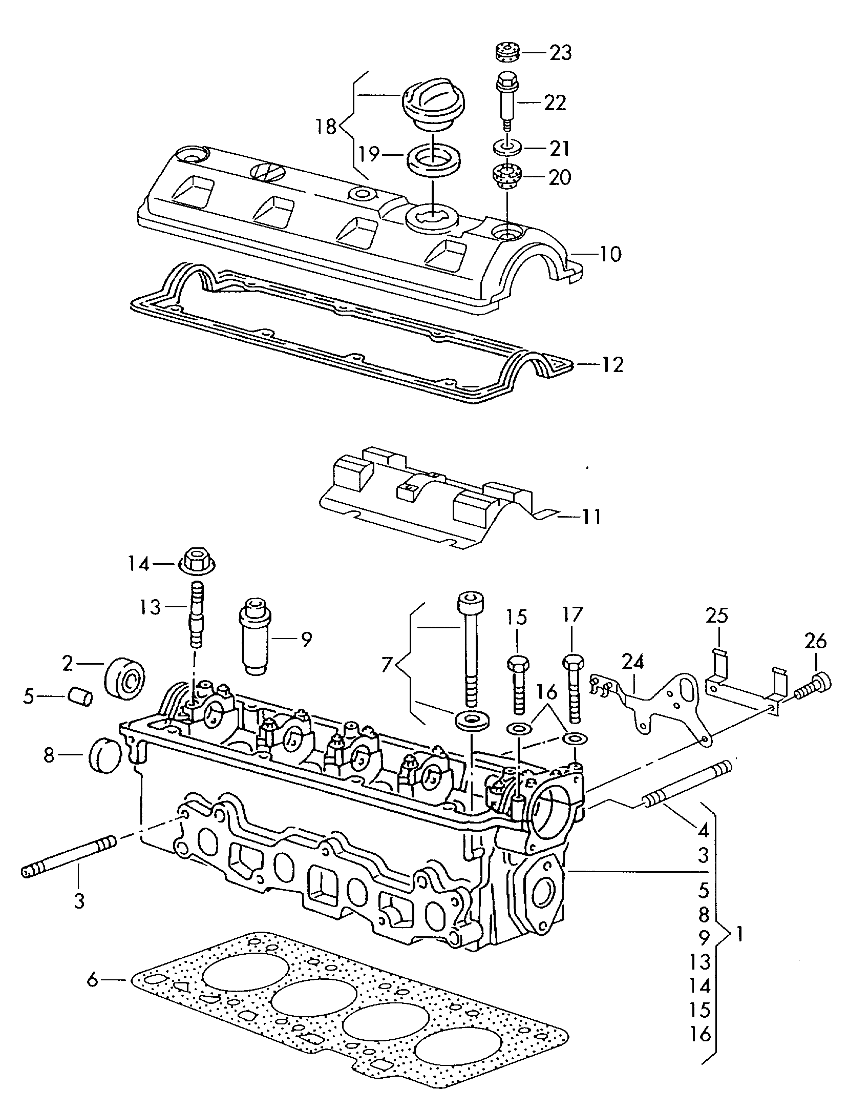 Volkswagen Golf (1995) - Cylinder block with pistons. oil sump
