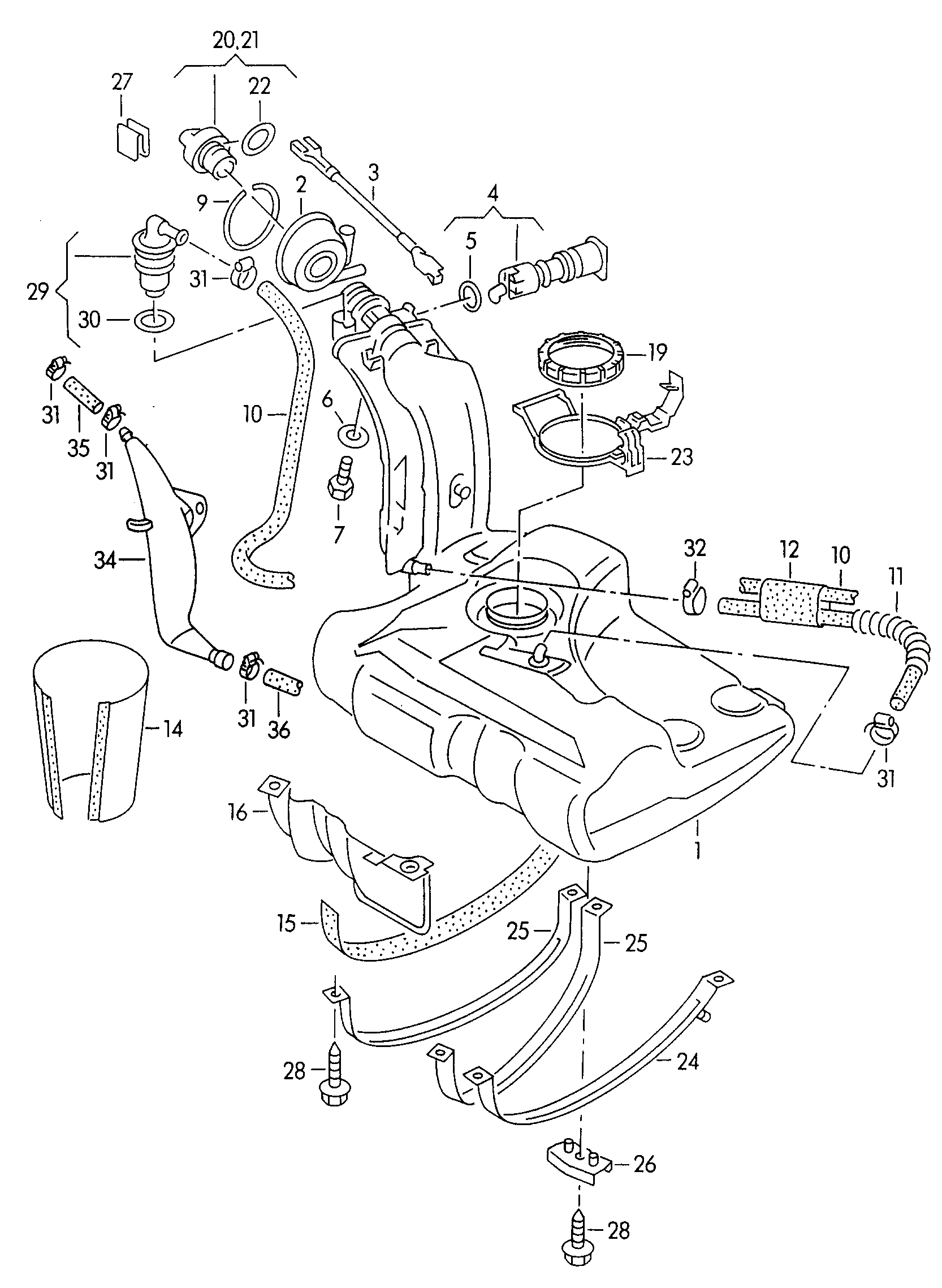 Volkswagen Golf (1997 - 1998) - Fuel tank