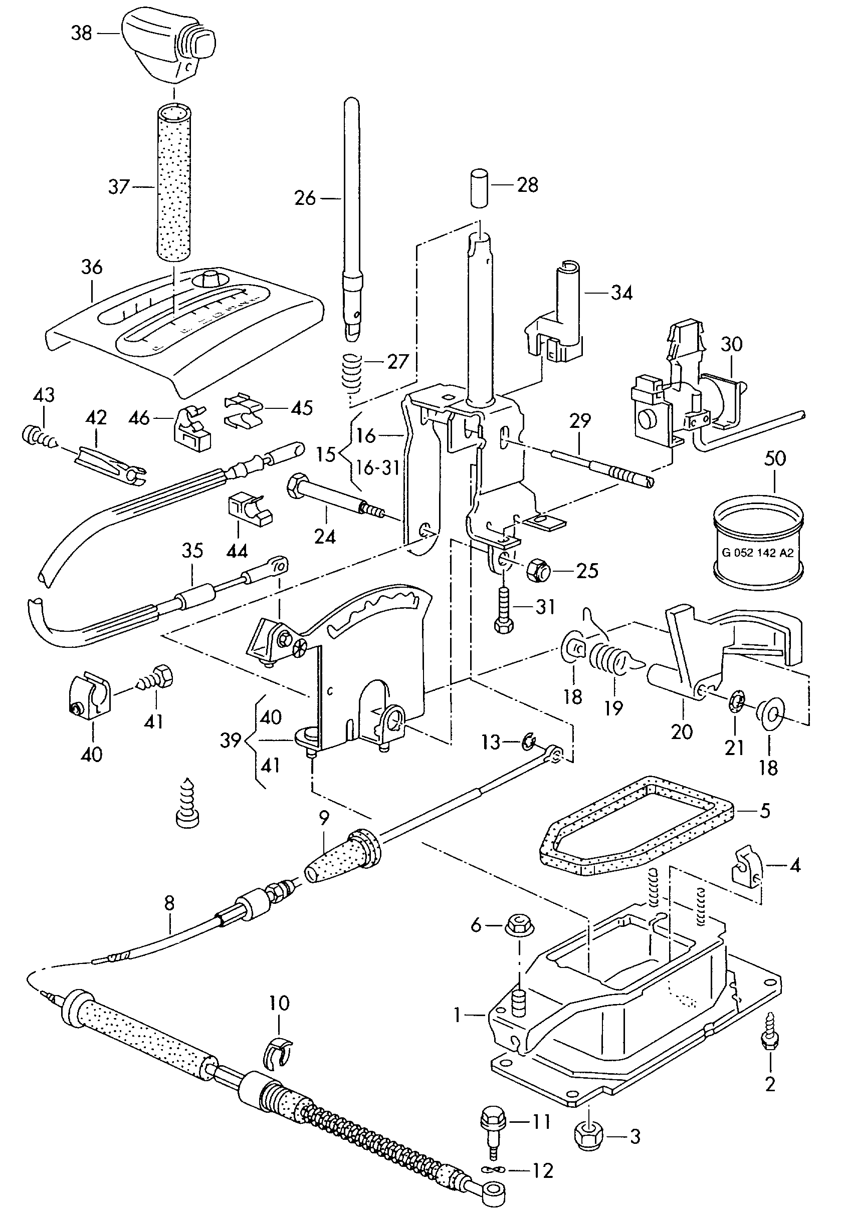 Volkswagen Golf (1997 - 1998) - Selector mechanism