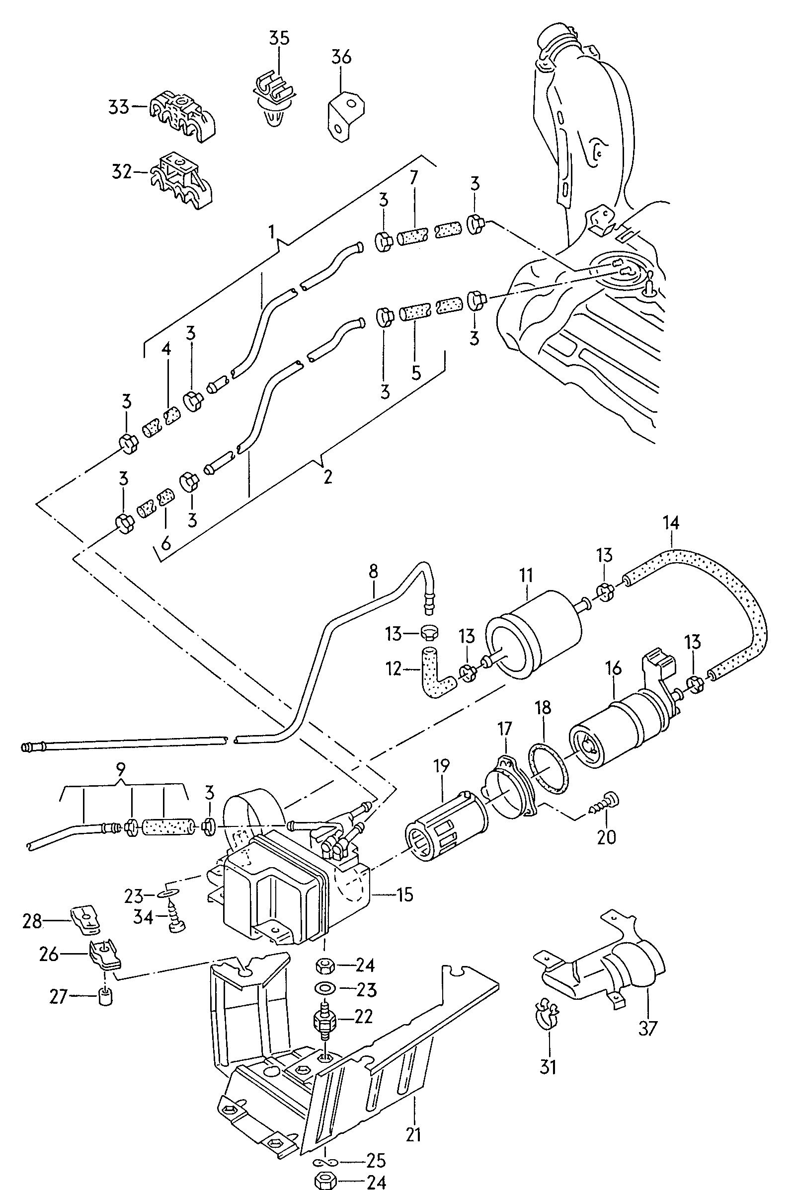 Volkswagen Golf/Var.-syn./Rall./Coun. (1986 - 1991) - Fuel tank