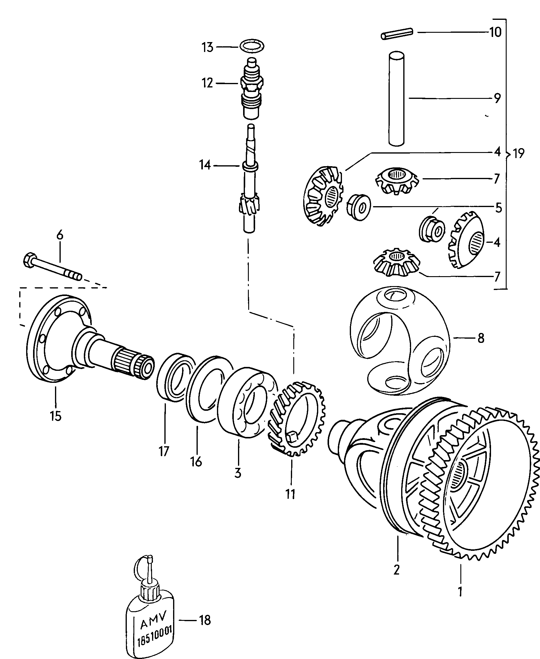 Volkswagen Golf (1982 - 1984) - For manual gearbox. Differential