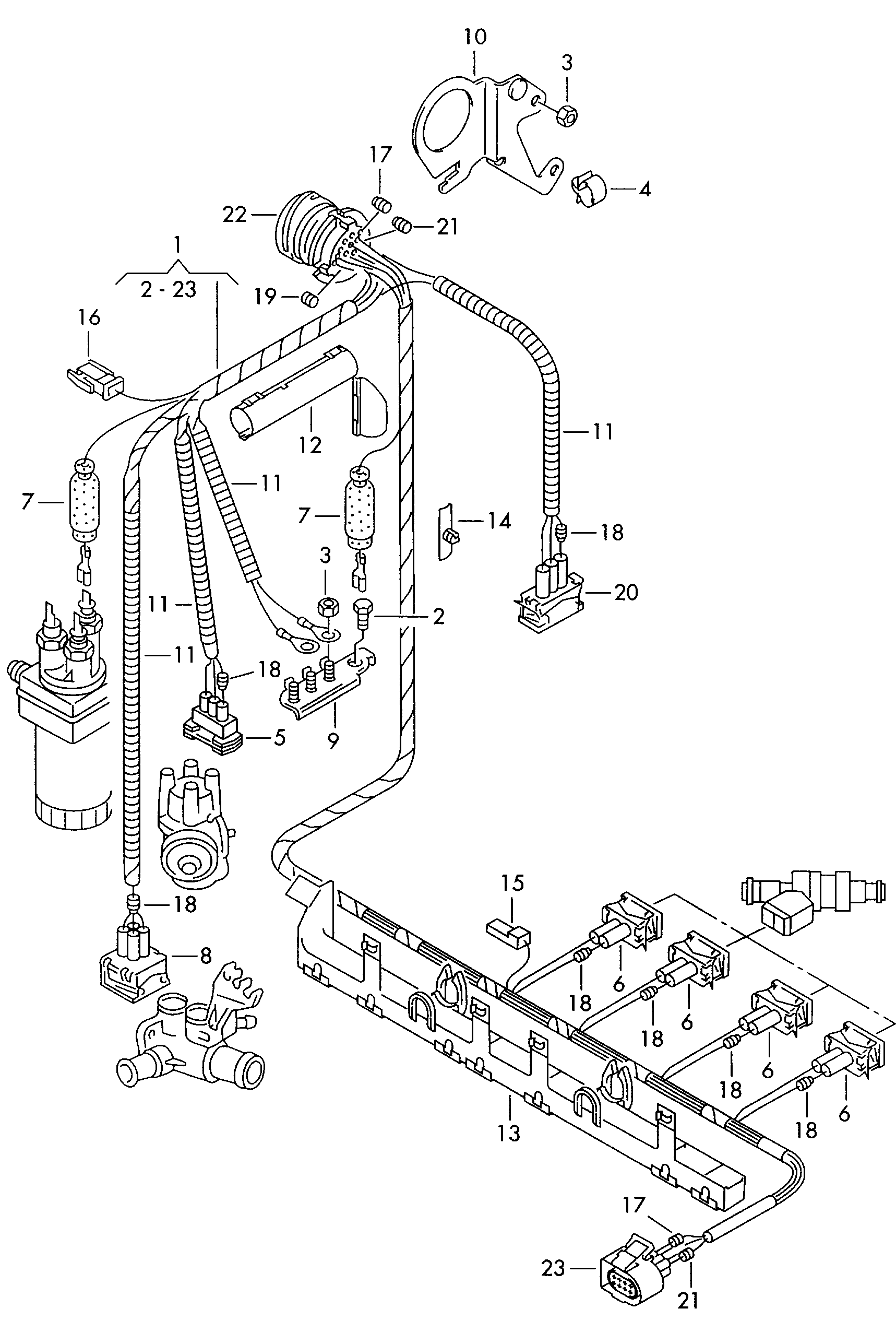 Volkswagen Golf Cabriolet (1994 - 1998) - Wiring set for engine