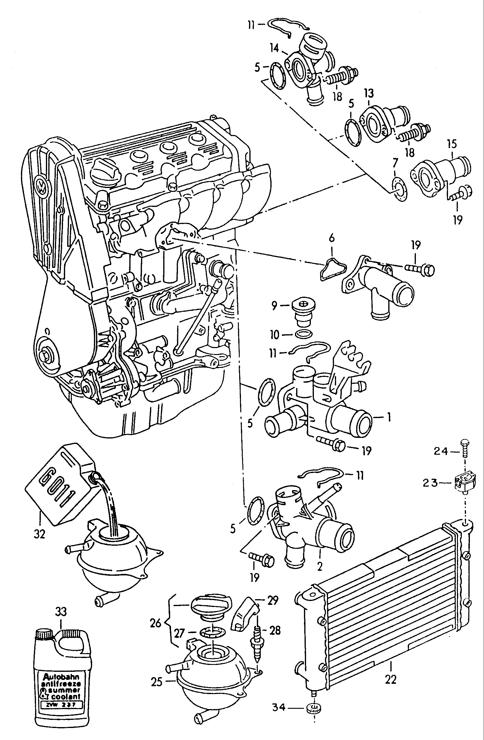 Volkswagen Golf (1993 - 1996) - Coolant pump
