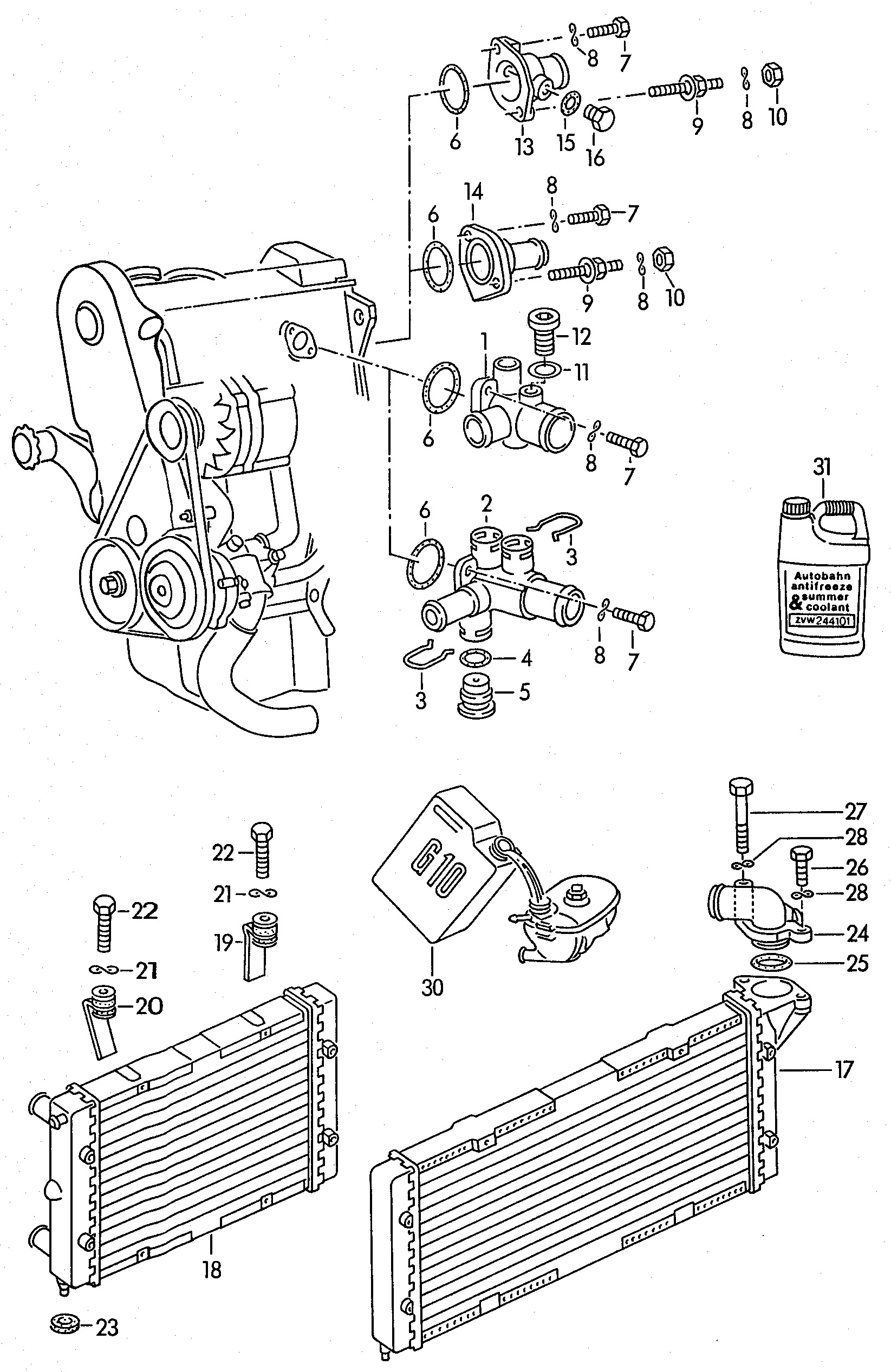 Volkswagen Golf/Var.-syn./Rall./Coun. (1986 - 1991) - Coolant pump