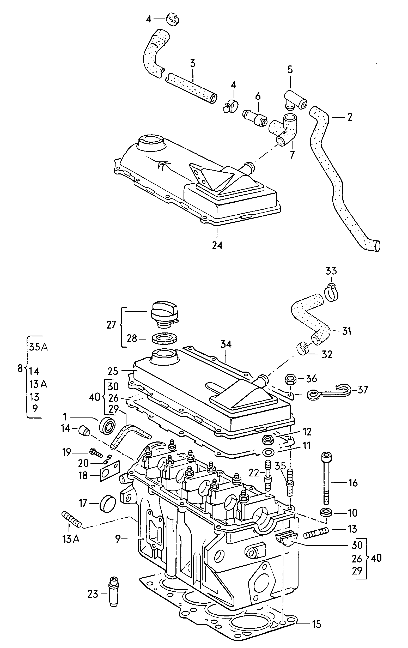 Volkswagen Golf (1981) - Cylinder block. oil sump
