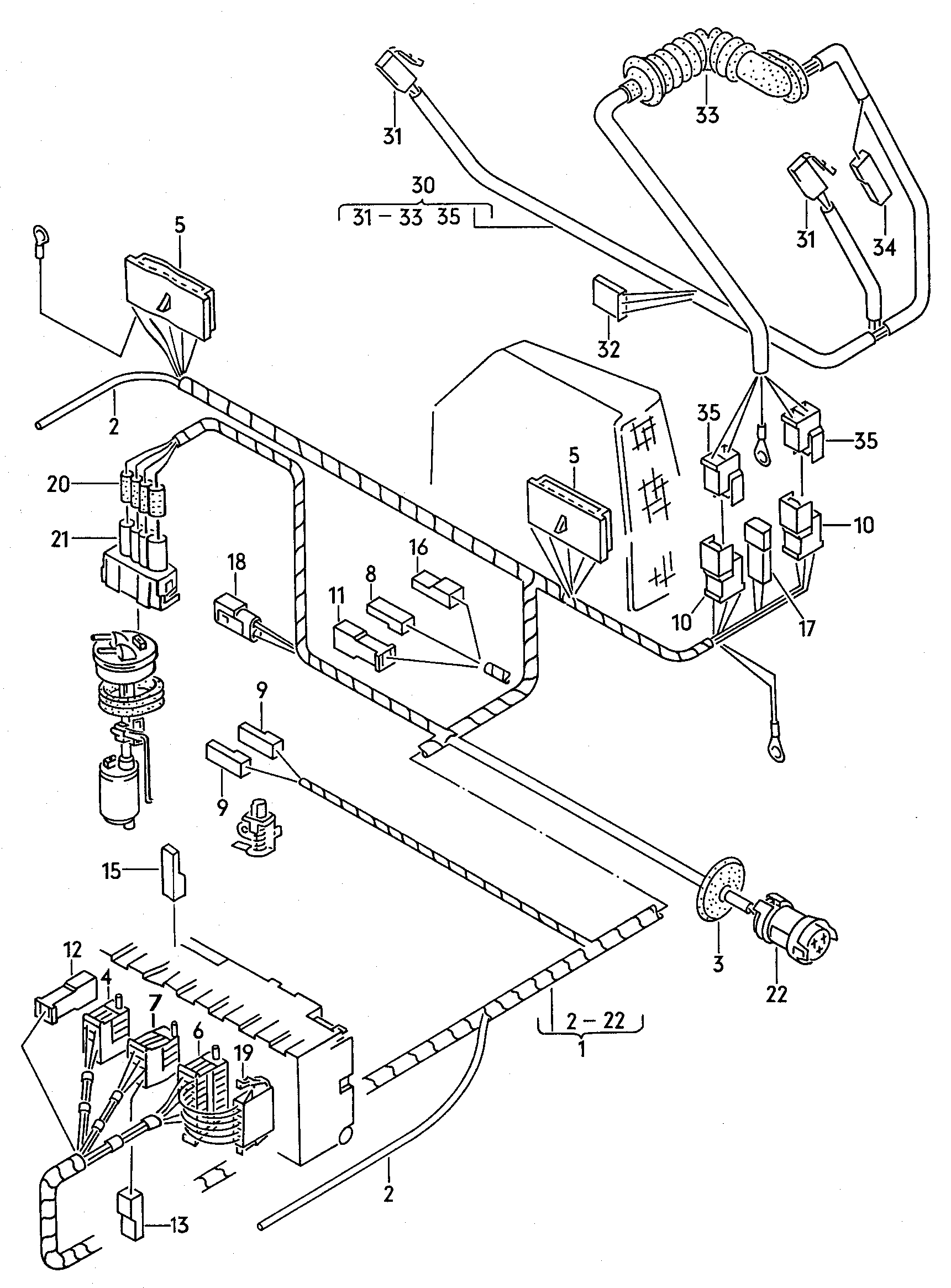 Wiring set for battery and 3-phase alternator. Earth line