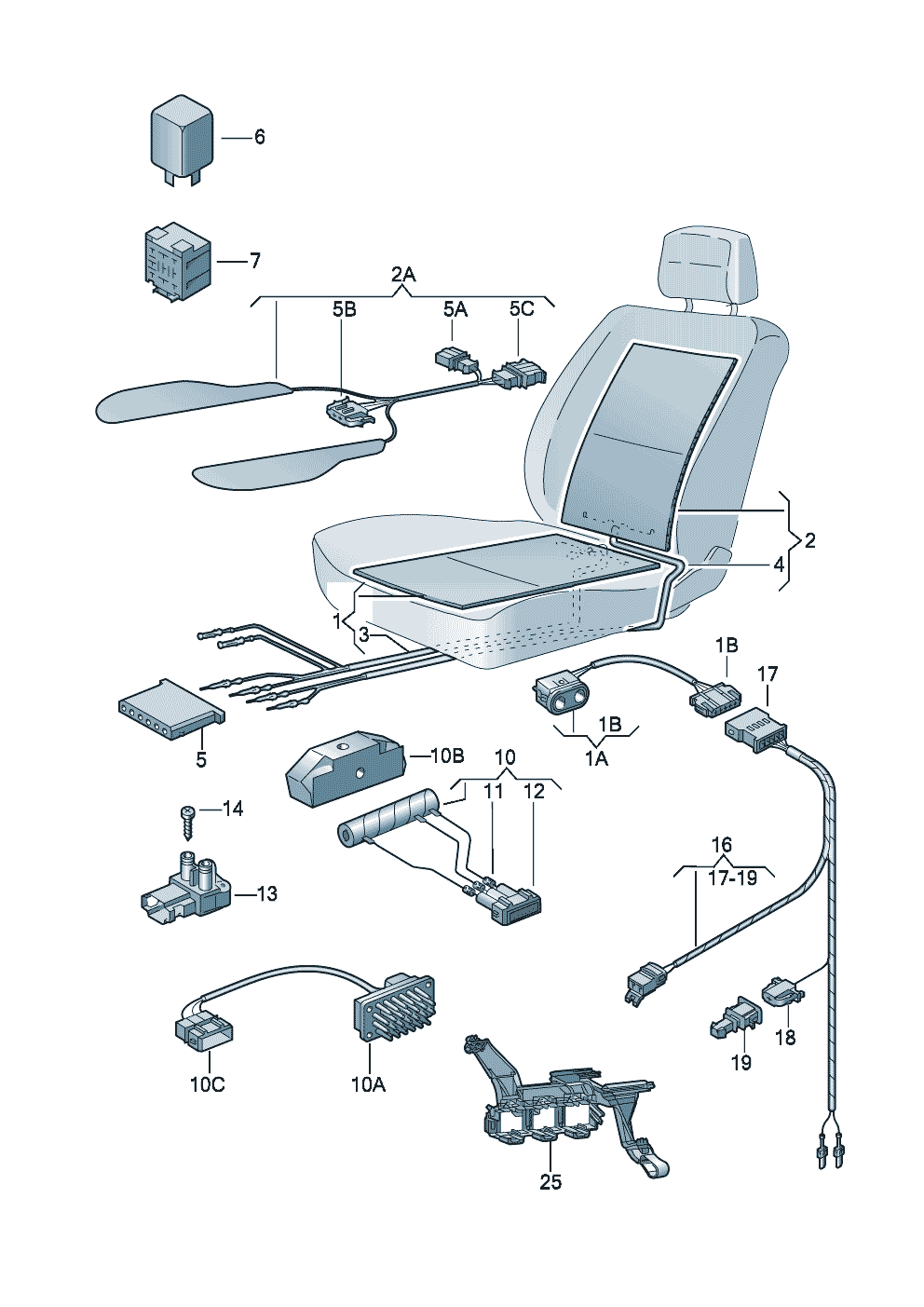 Volkswagen Golf (1997 - 1998) - Seat and backrest, heated
