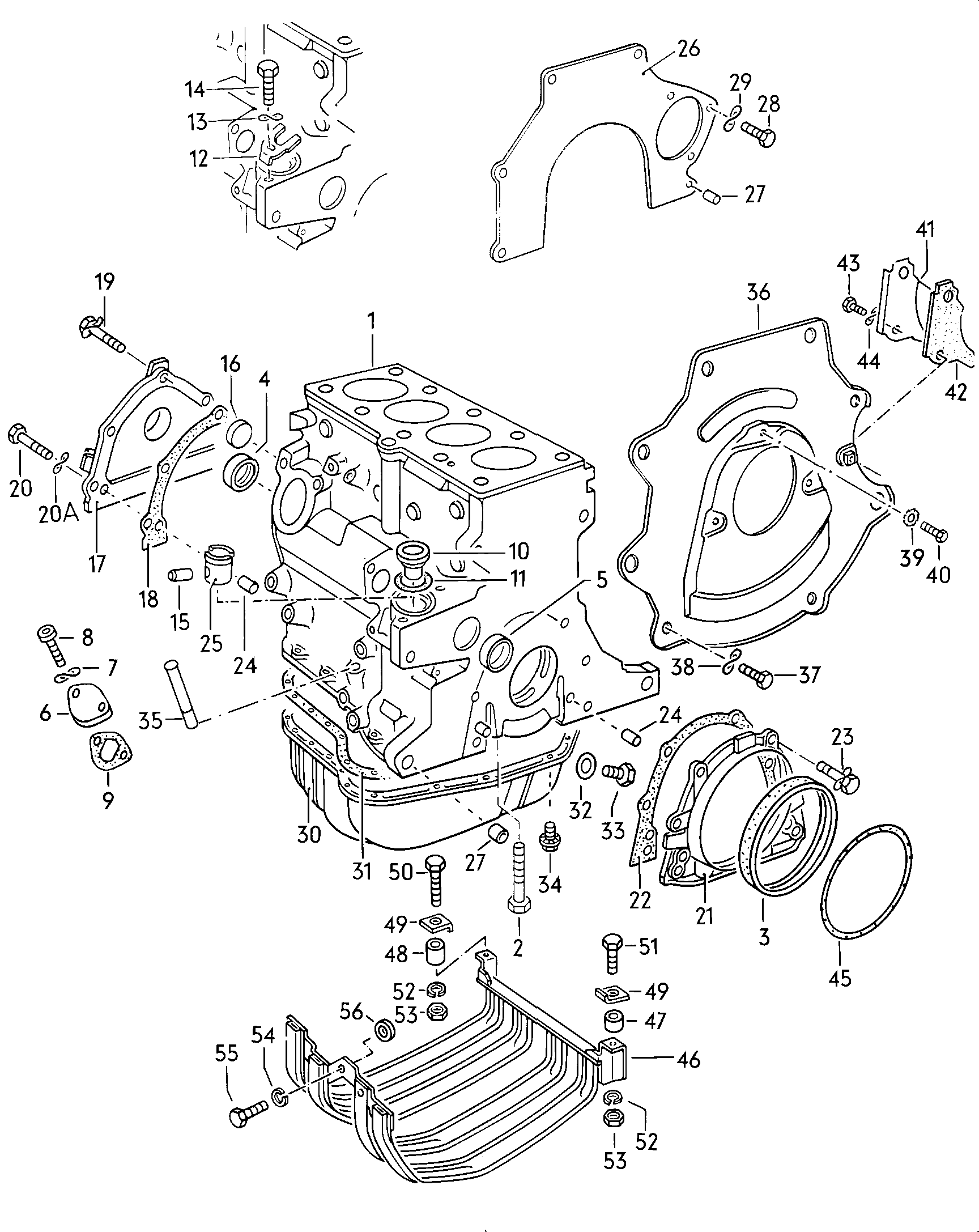 Volkswagen Golf (1981) - Cylinder block. oil sump
