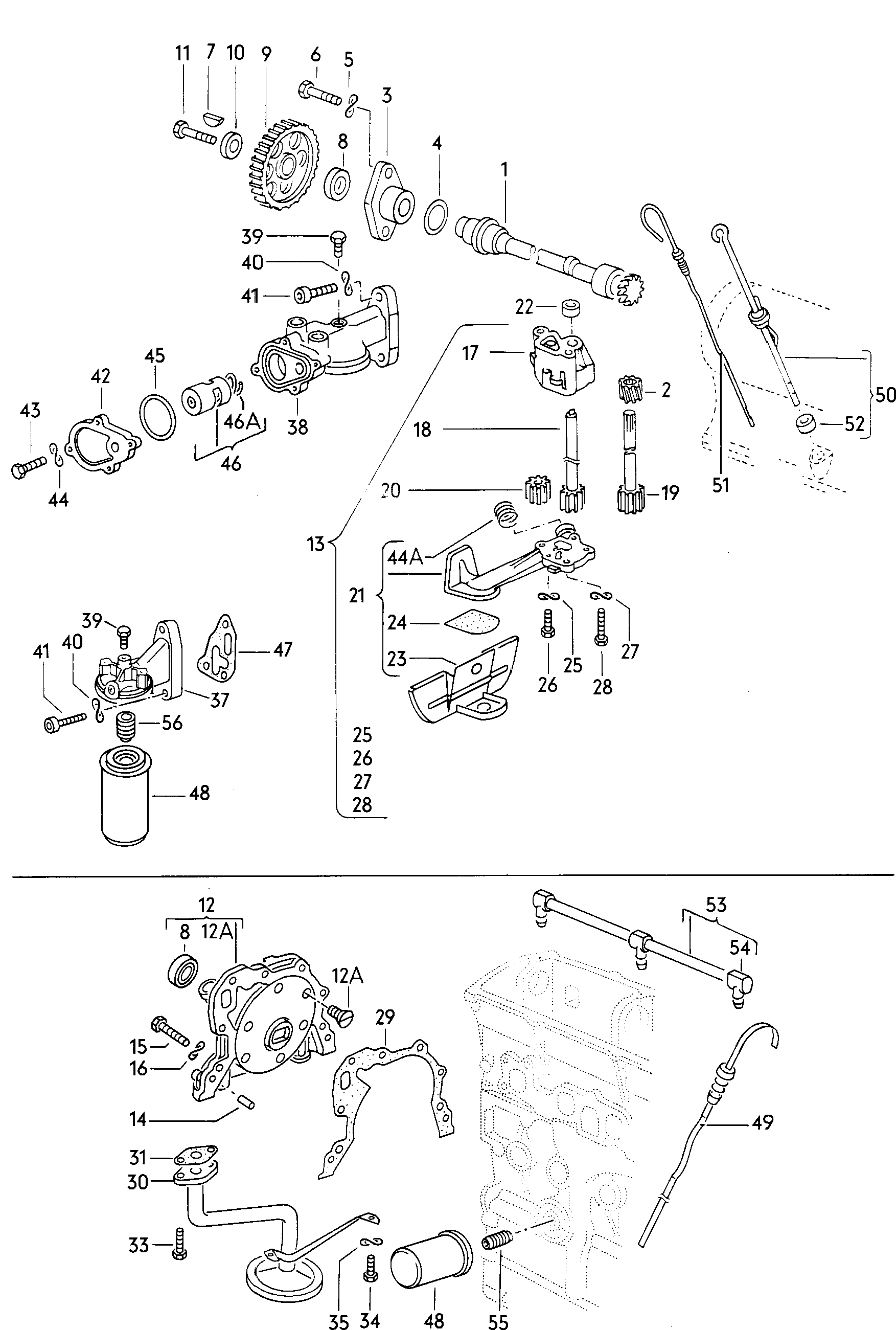 Volkswagen Golf (1979 - 1980) - Oil pump. oil filter