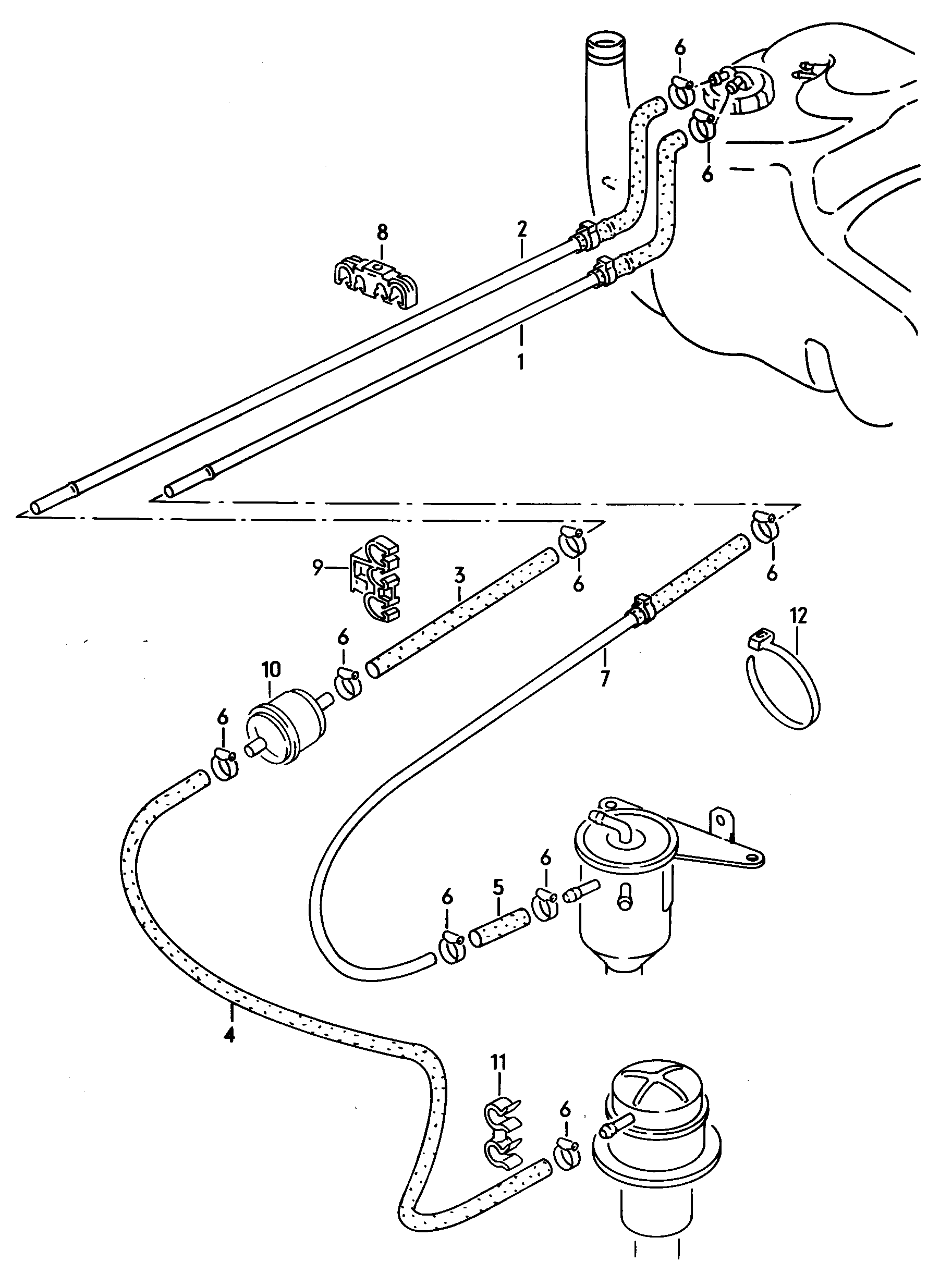 Volkswagen Golf/Var.-syn./Rall./Coun. (1986 - 1991) - Fuel tank
