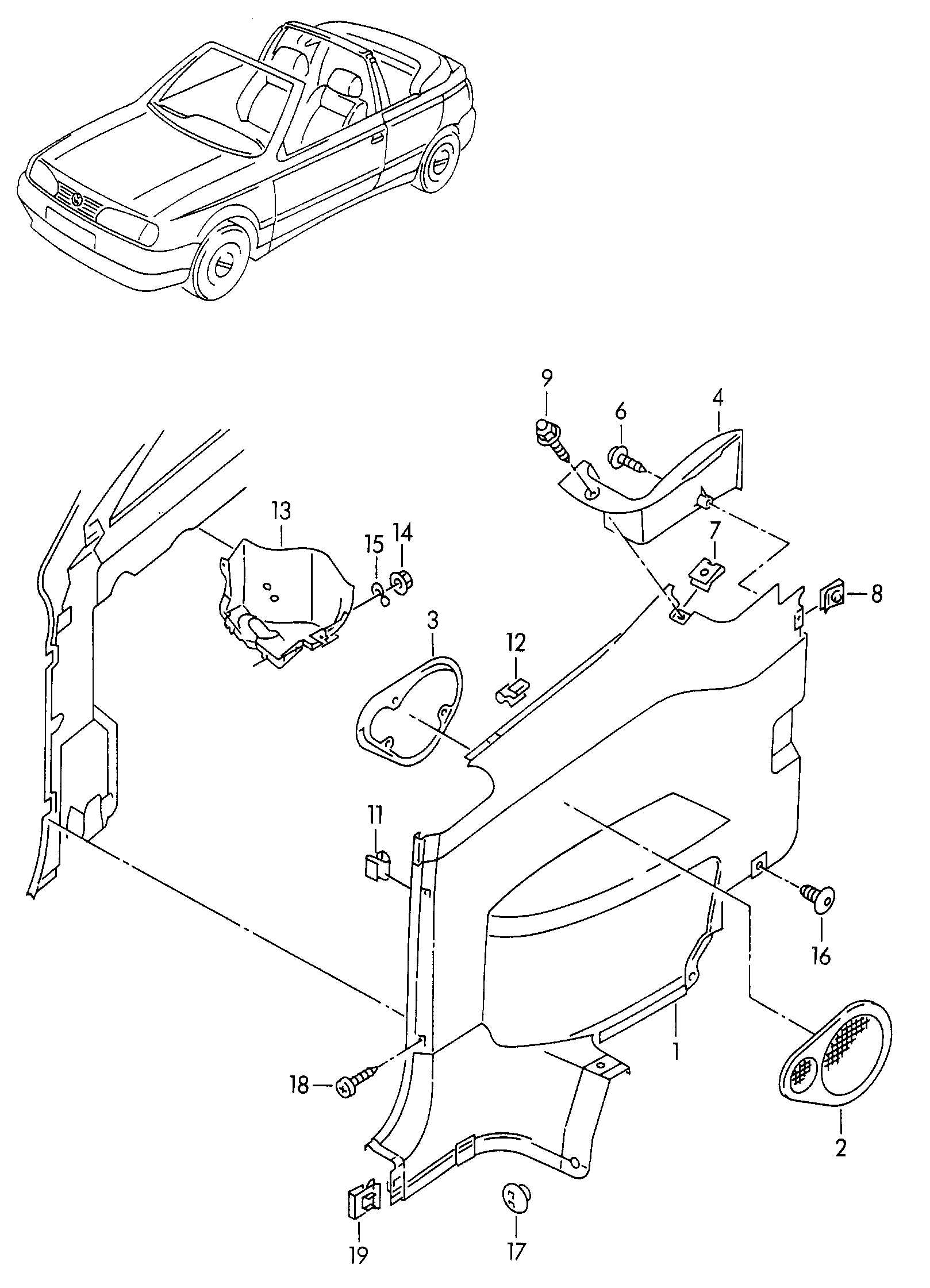 Volkswagen Golf Cabriolet (1994 - 1998) - Door trim panels