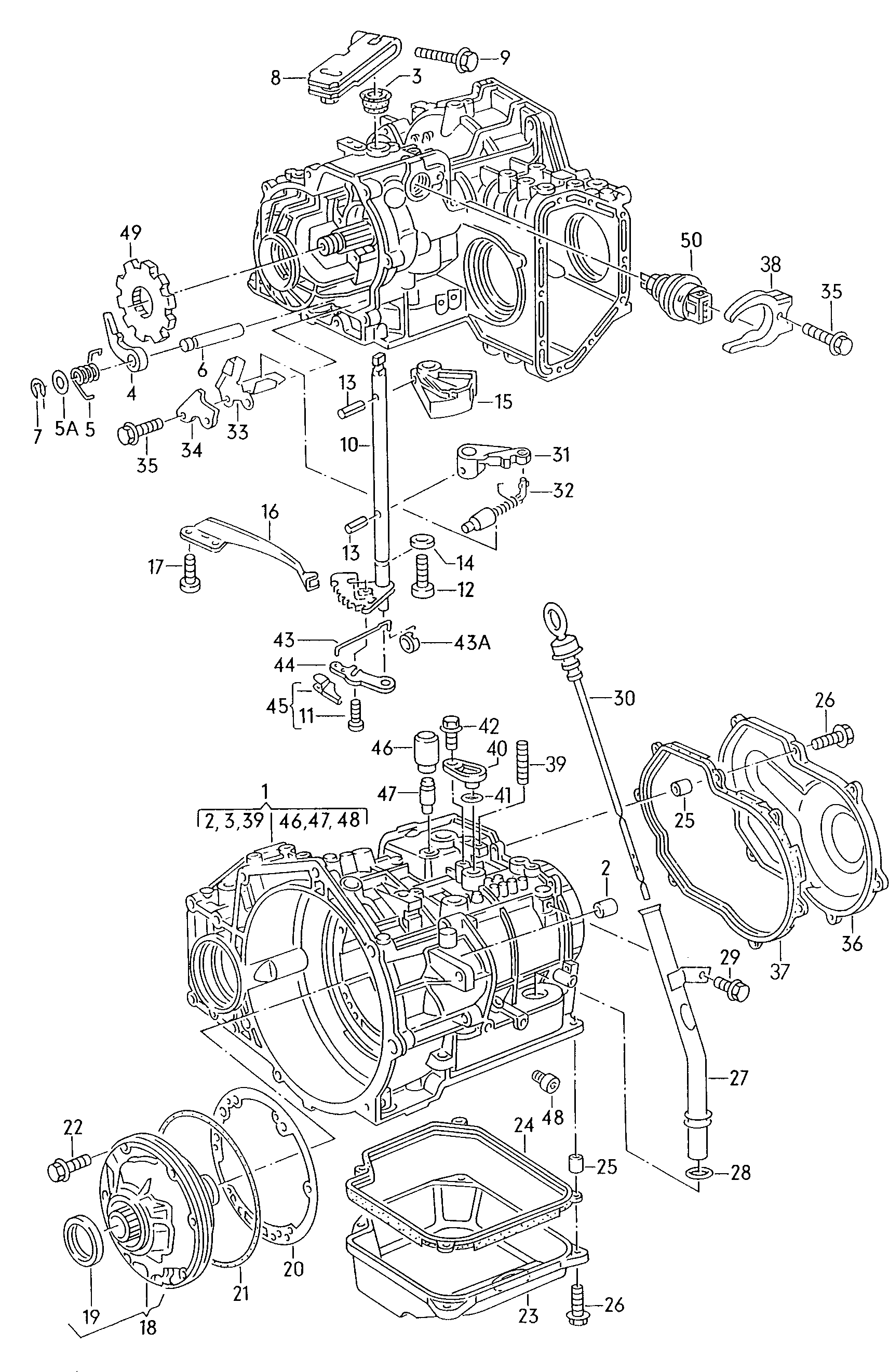 Volkswagen Golf Cabriolet (1994 - 1998) - Gear housing. for 4-speed automatic gearbox