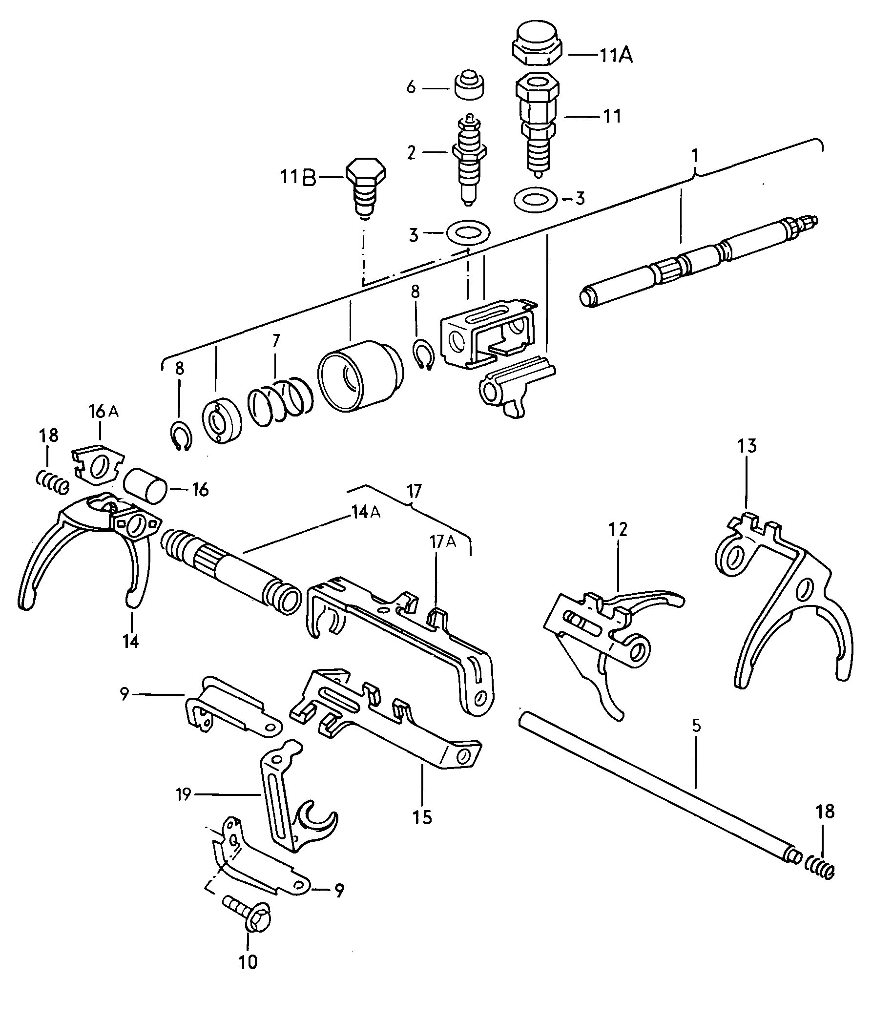 Volkswagen Golf (1982 - 1984) - For 4-speed manual gearbox. gears and shafts