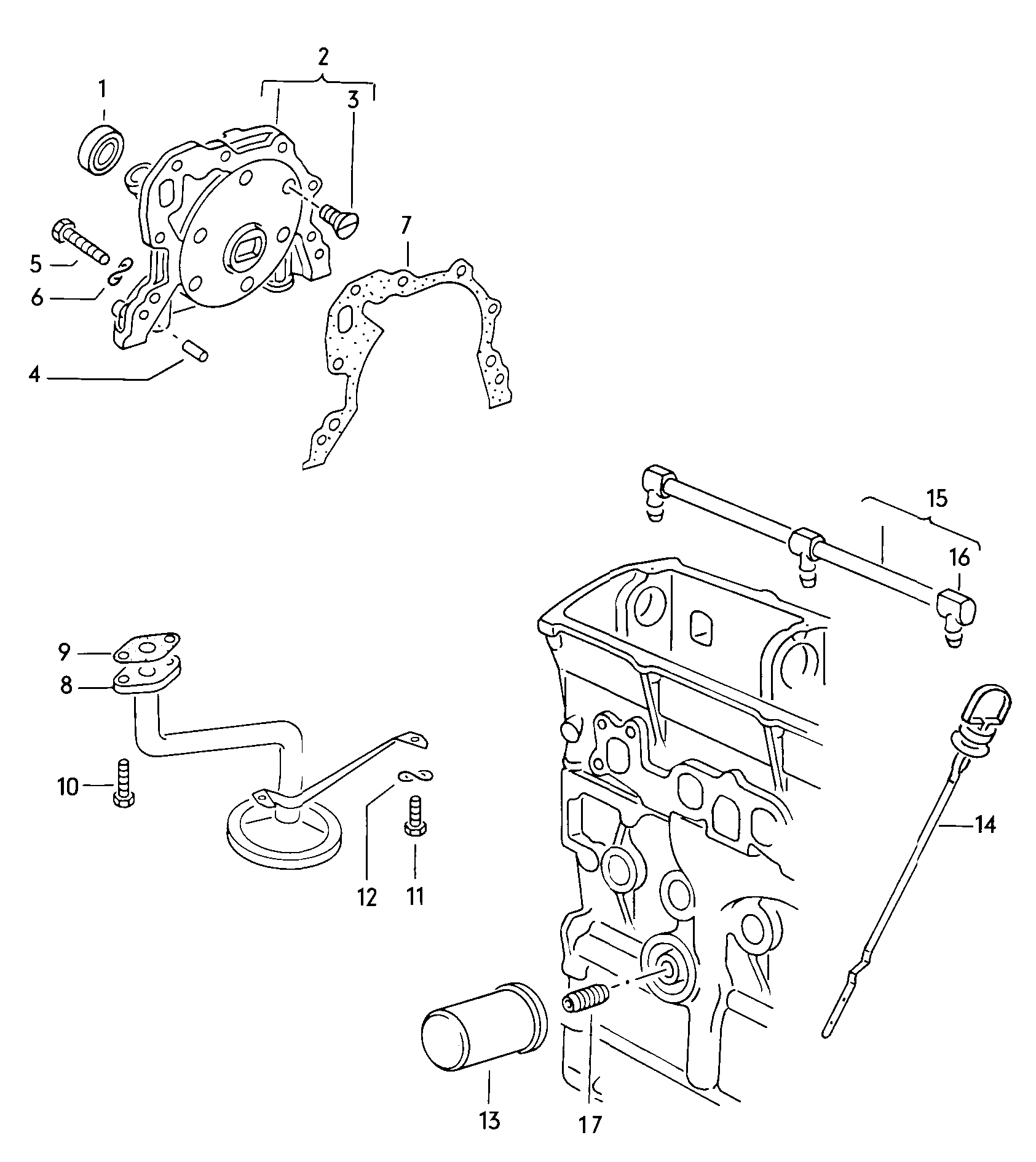 Oil pump. oil filter. Oil dipstick