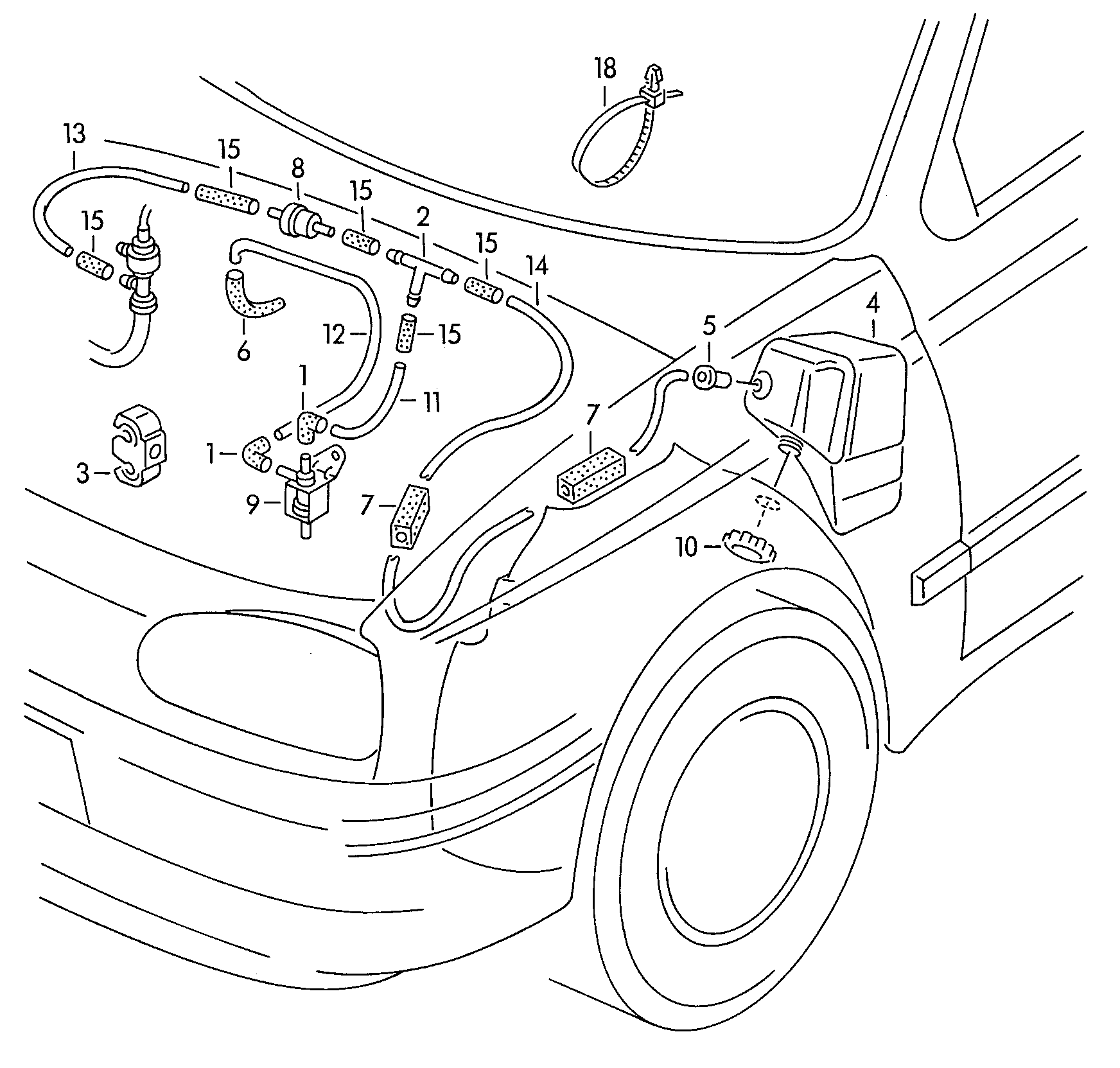 Volkswagen Golf (1997 - 1998) - Evaporator. Footwell vent. Fan. Evaporator housing. Air distribution housing