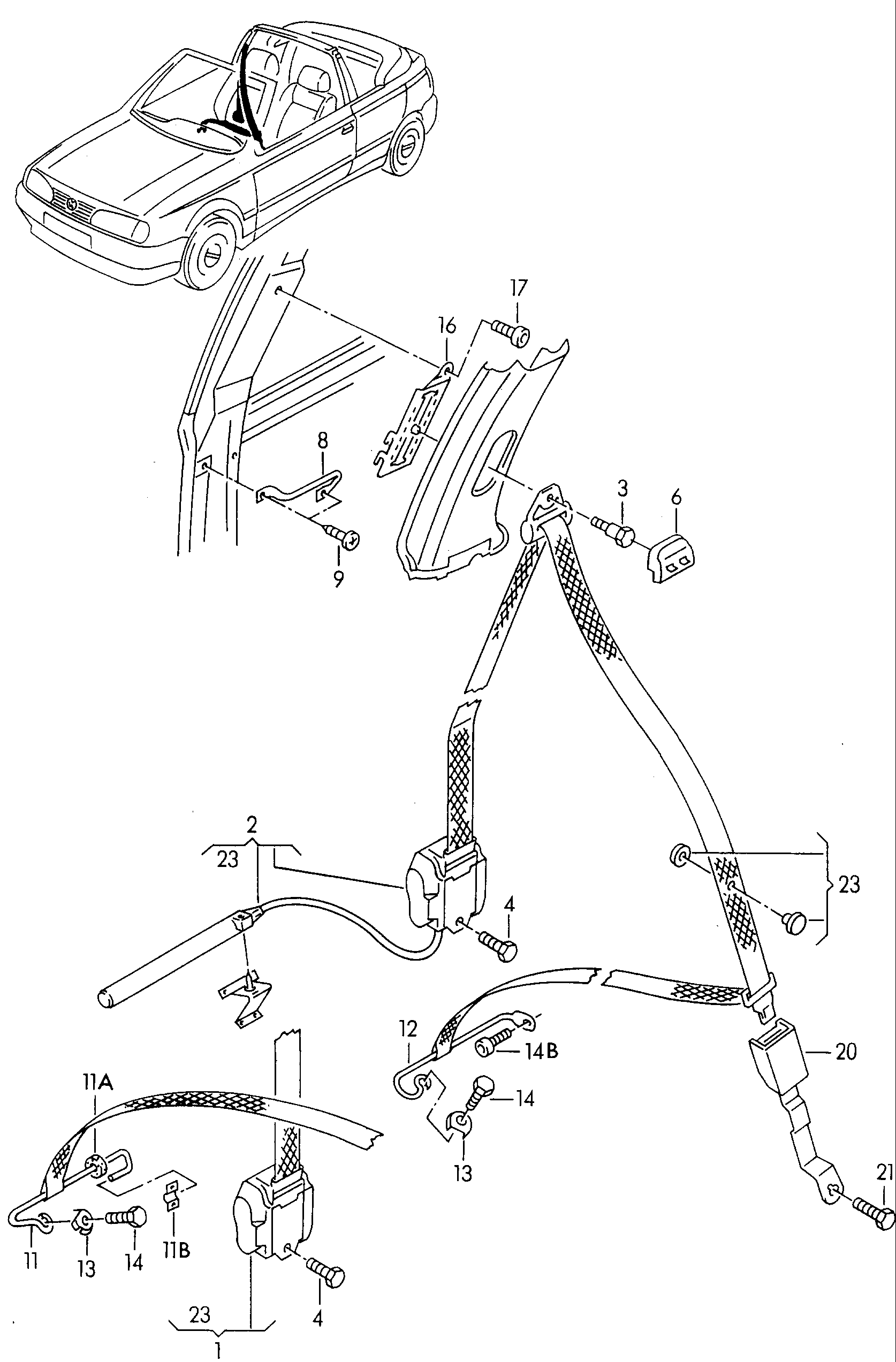 Volkswagen Golf Cabriolet (1994 - 1998) - Dashboard. dashboard fittings