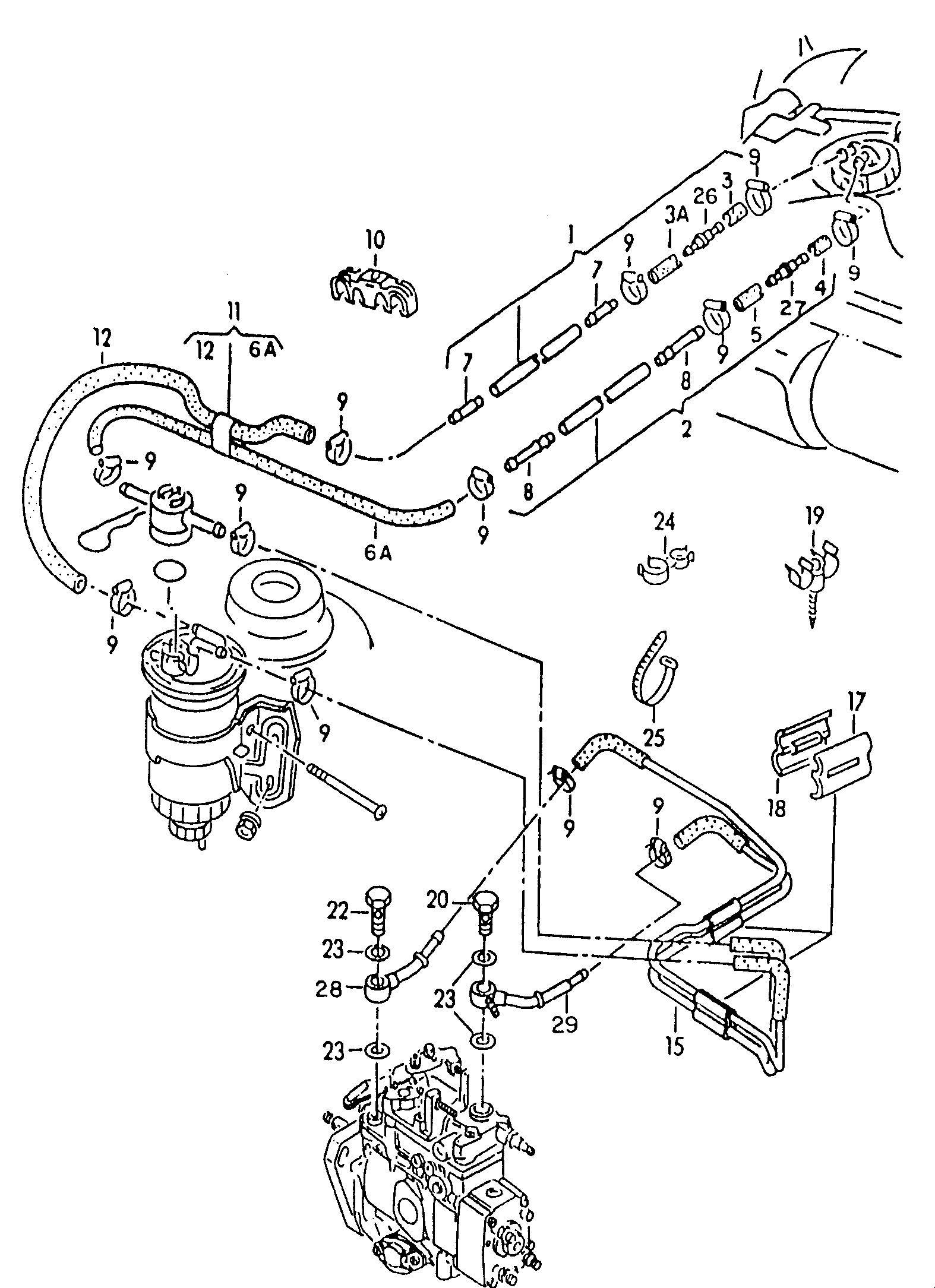 Volkswagen Golf (1993 - 1996) - Fuel tank