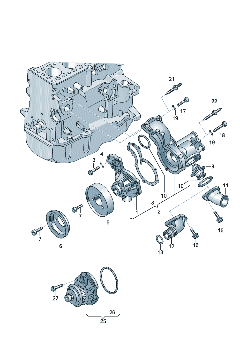 Volkswagen Golf (1997 - 1998) - Coolant pump