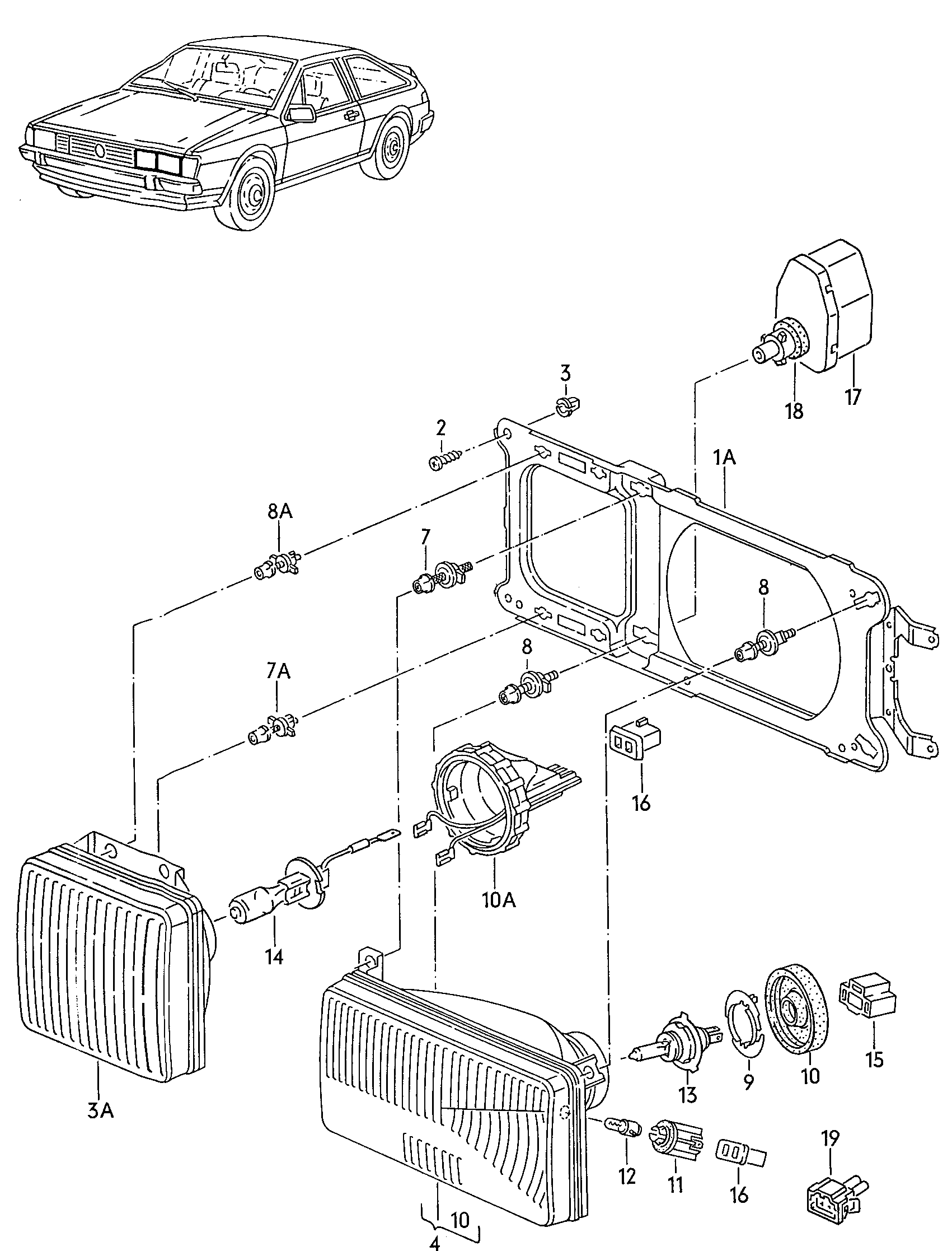 Volkswagen Golf (1982 - 1984) - Headlights