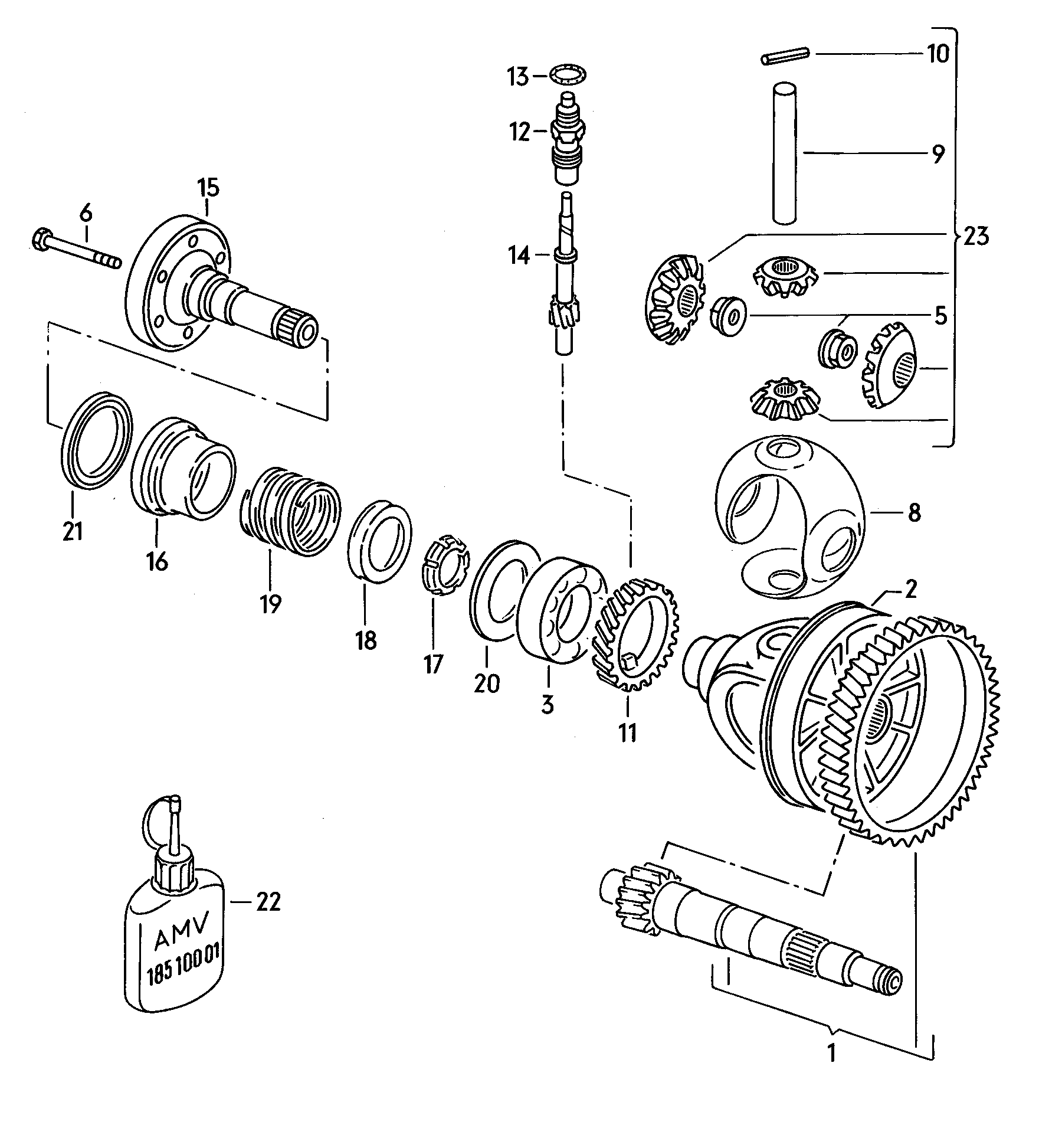 Pinion gear set. for 5 speed manual transmiss.. Differential