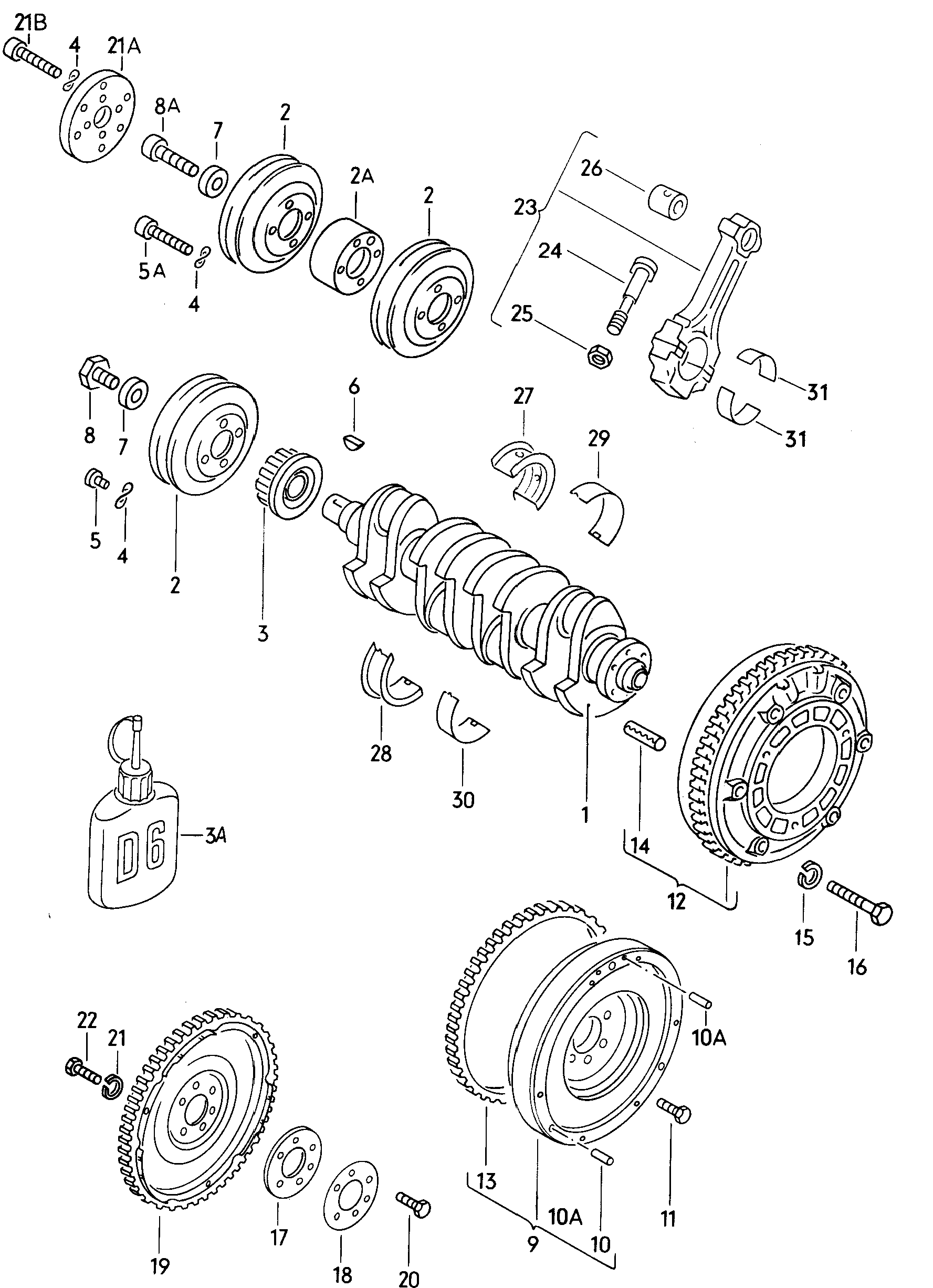Volkswagen Golf (1981) - Conrod. bearings. Crankshaft