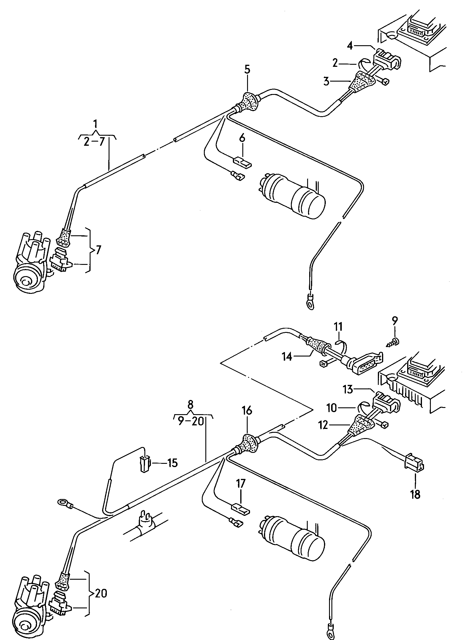 Volkswagen Golf/Var.-syn./Rall./Coun. (1986 - 1991) - Wiring set for battery and 3-phase alternator. Earth line