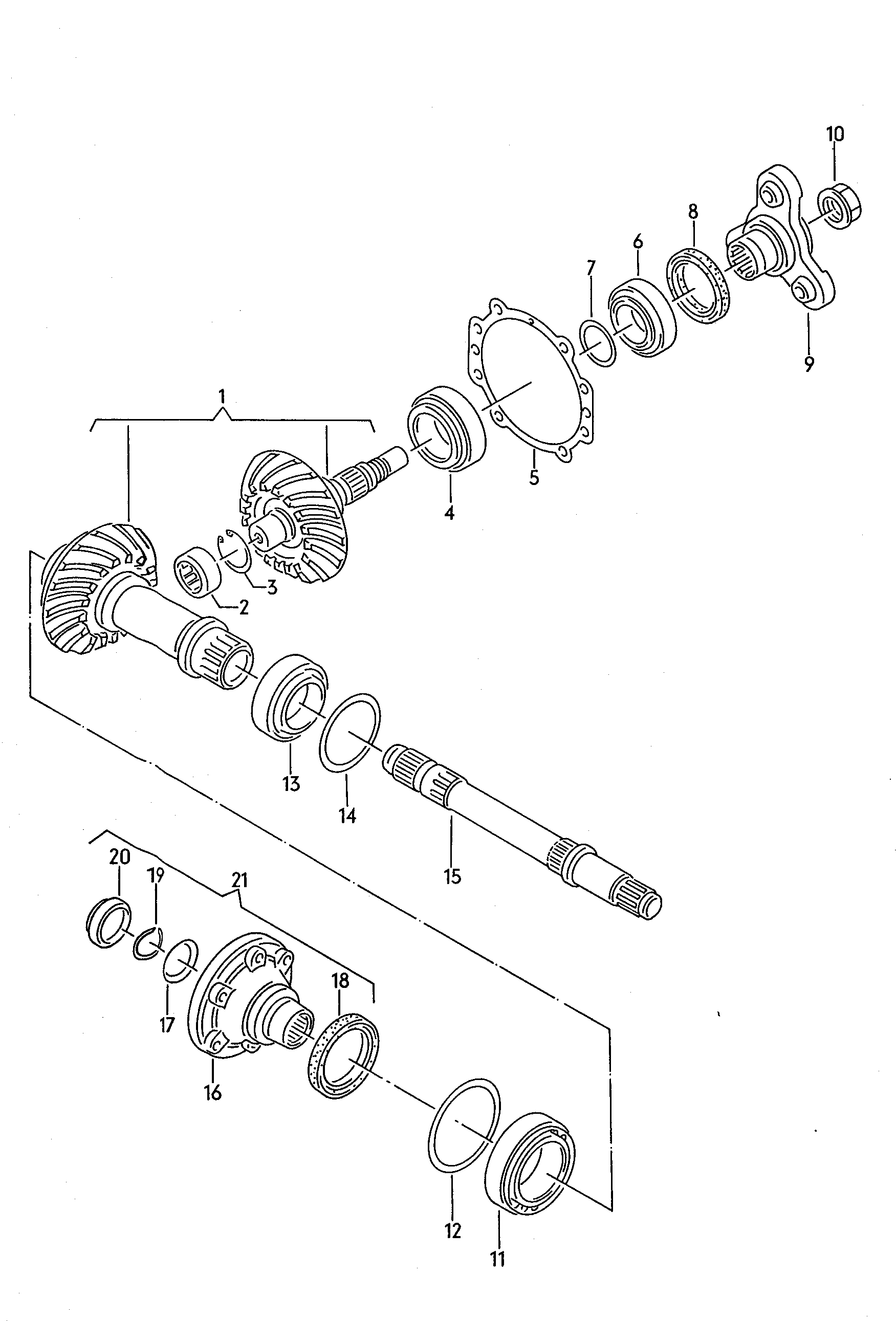 Volkswagen Golf/Var.-syn./Rall./Coun. (1986 - 1991) - Pinion gear set. for 5 speed manual transmiss.. Differential