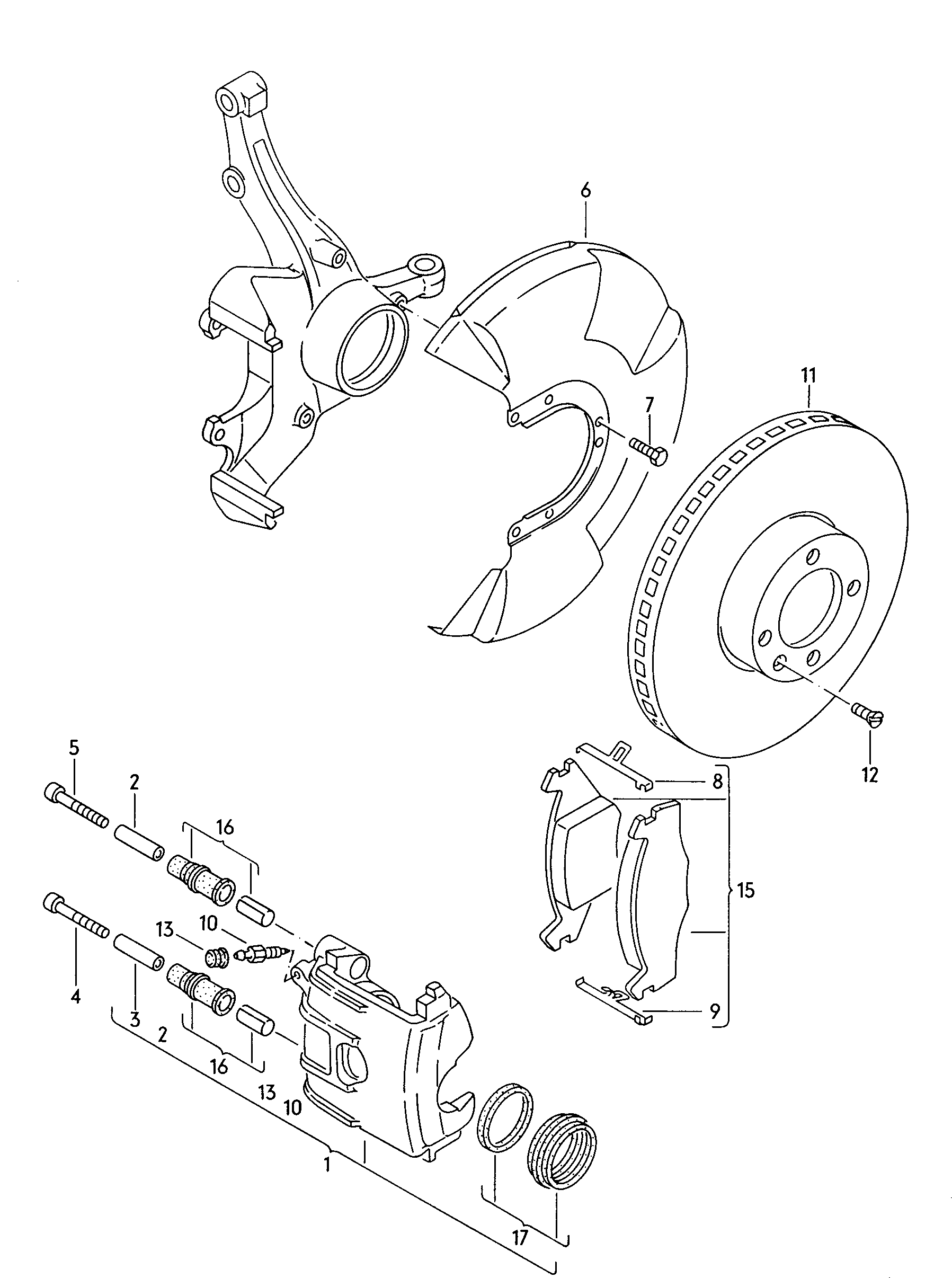 Floating caliper brake
