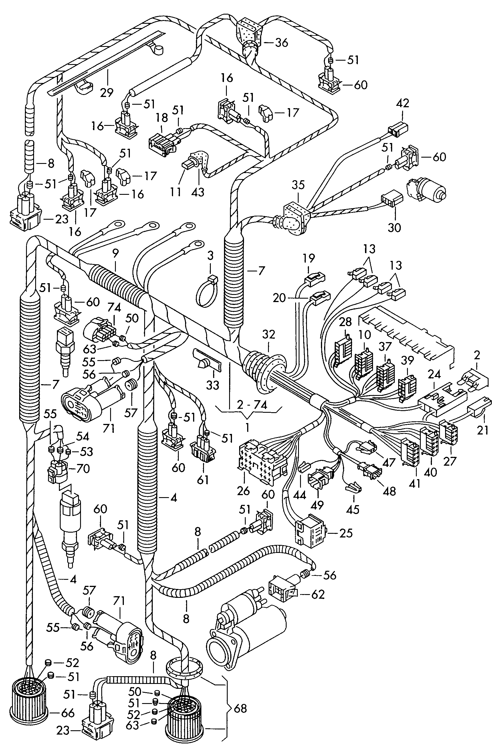 Volkswagen Golf (1997 - 1998) - Wiring set for engine